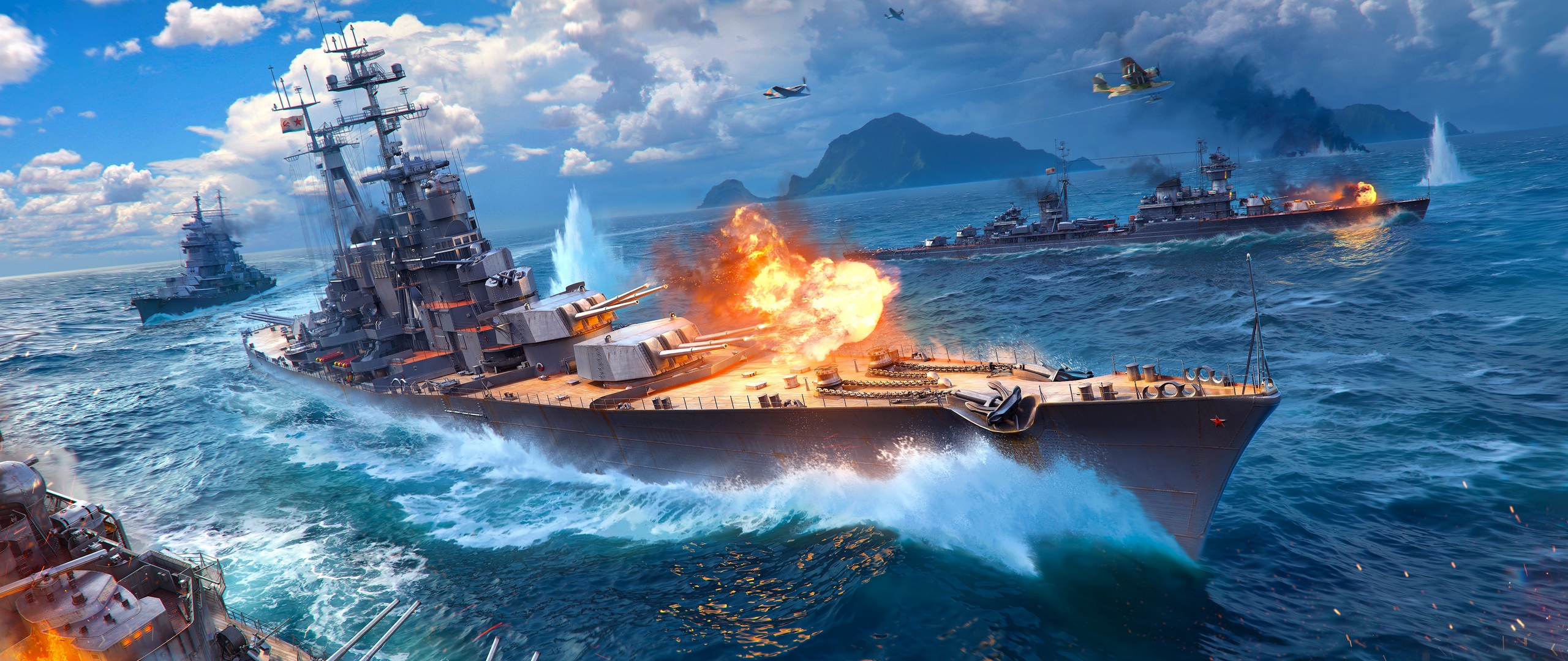 Wallpaper World Of Warships, Wargaming Net, Ship, Explosion - World Of Warship Background - HD Wallpaper 