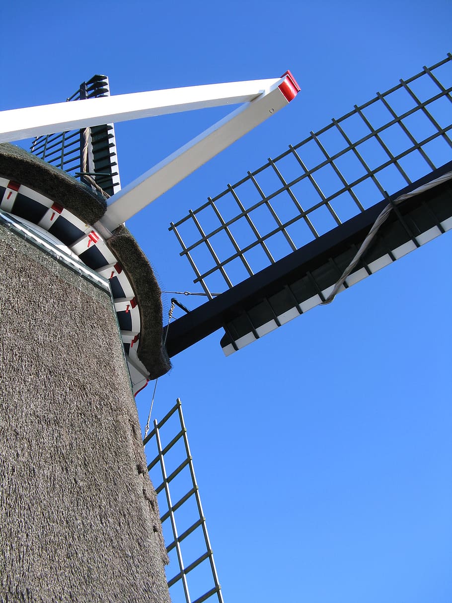 Mill, Wicks, Blue, Sky, Low Angle View, Clear Sky, - Windmill - HD Wallpaper 