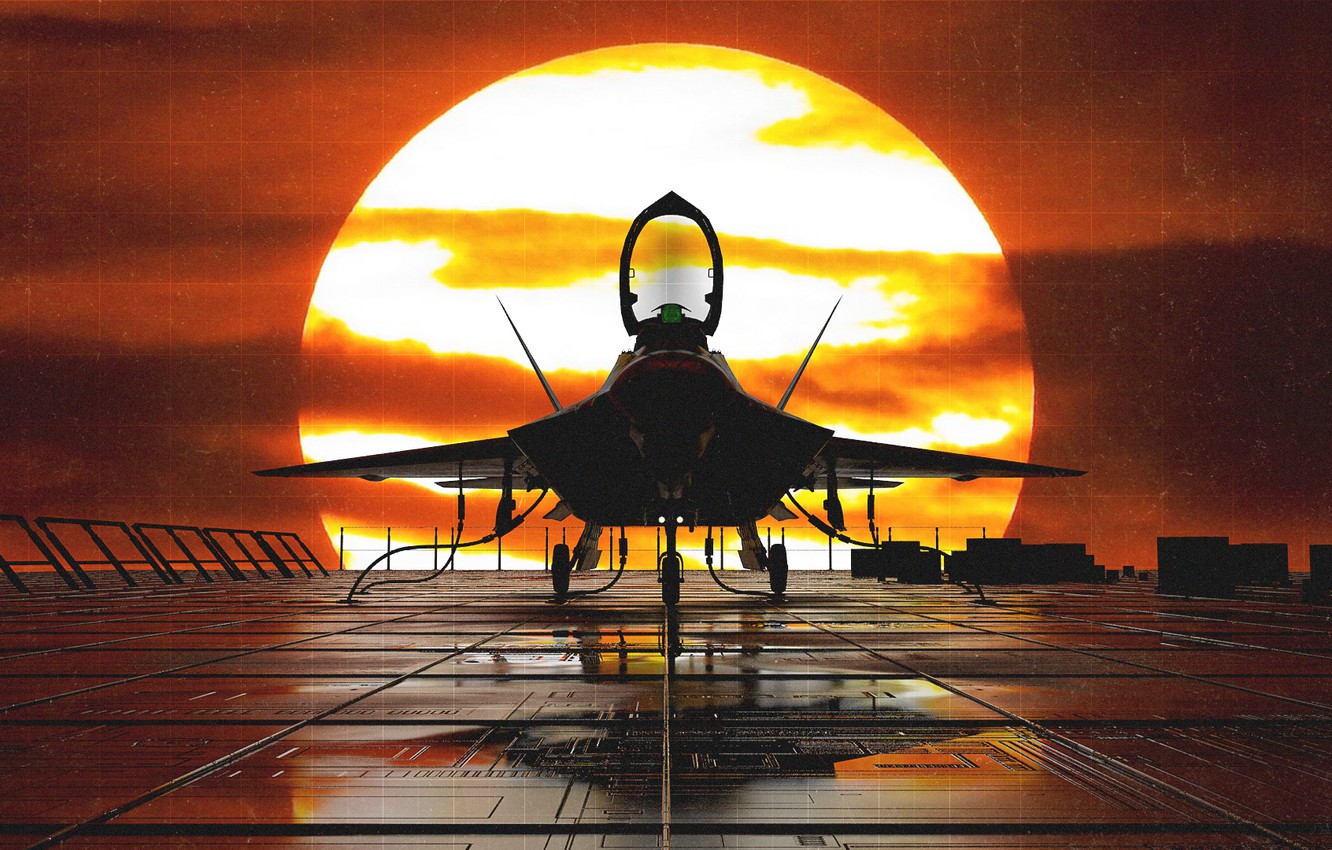 Wallpaper Sunset The Sun The Plane Fighter F 22 Raptor - Mcdonnell Douglas F/a-18 Hornet - HD Wallpaper 