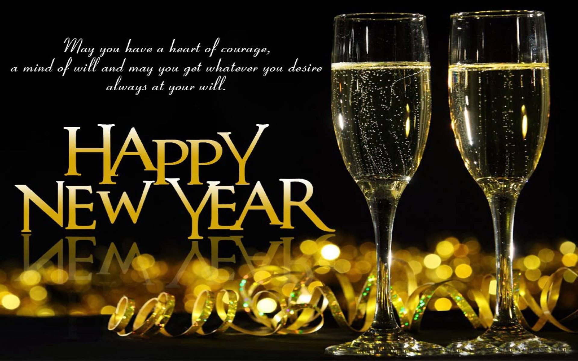 Happy New Year Champagne Glasses - HD Wallpaper 