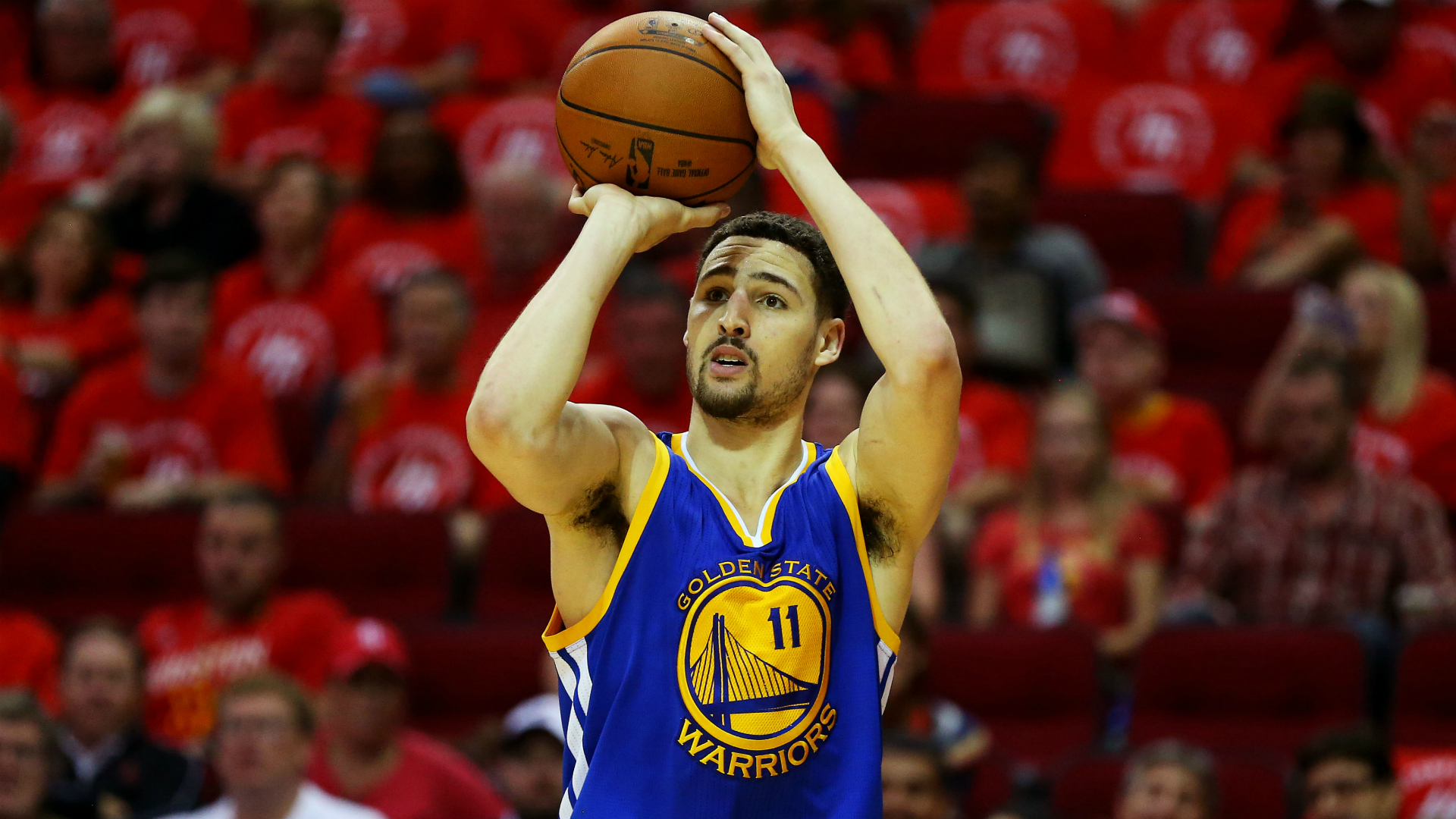 Klay Thompson Desktop Wallpaper - Ready To Shoot Basketball - HD Wallpaper 