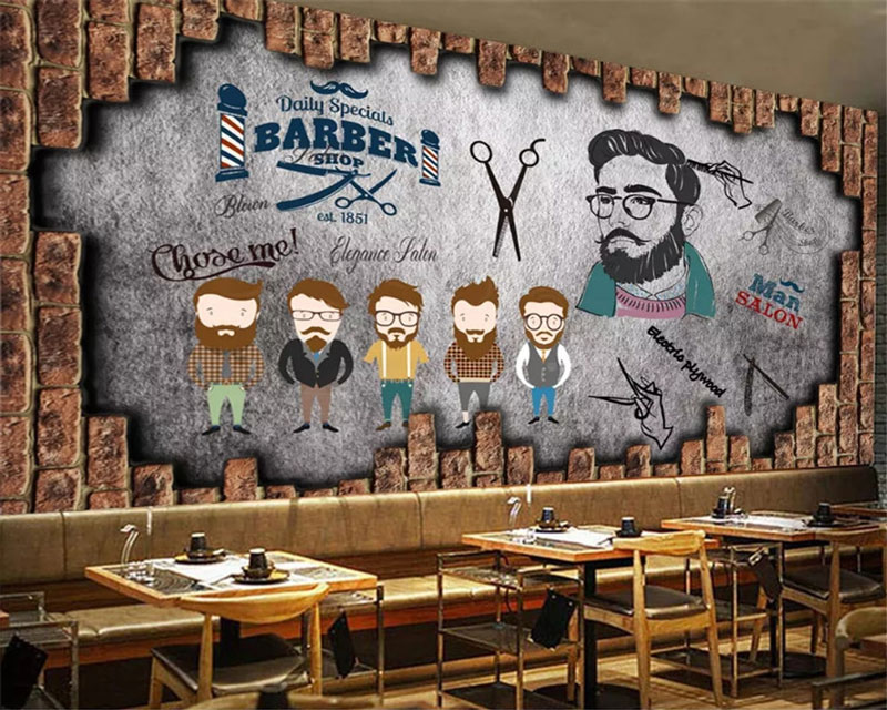 Vintage Barber Shop Silk Wallpapers Christmas Gift - Papel Tapiz De Barberia - HD Wallpaper 