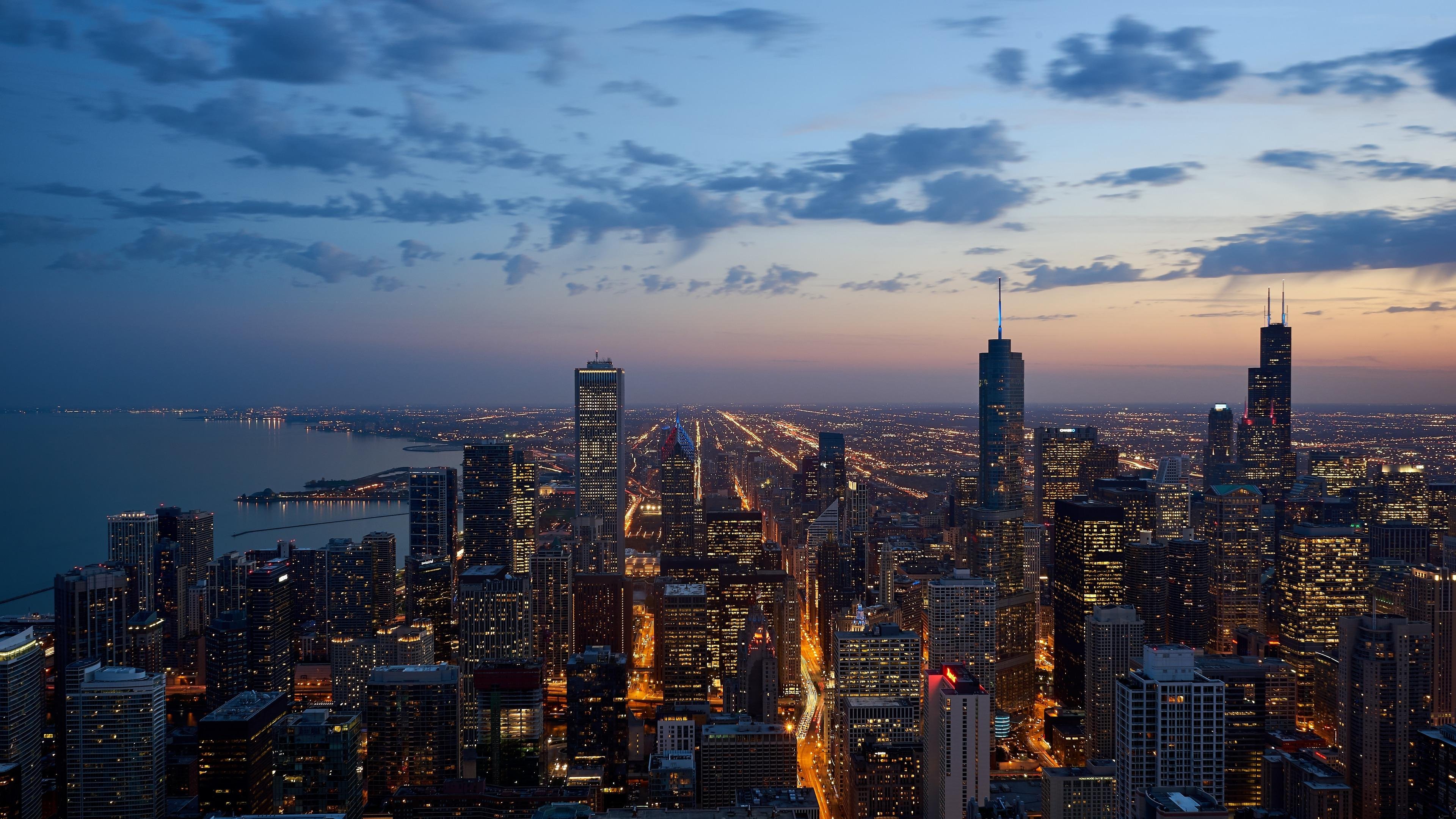 Skyscrapers In Night City Wallpaper - Background For Laptop - HD Wallpaper 