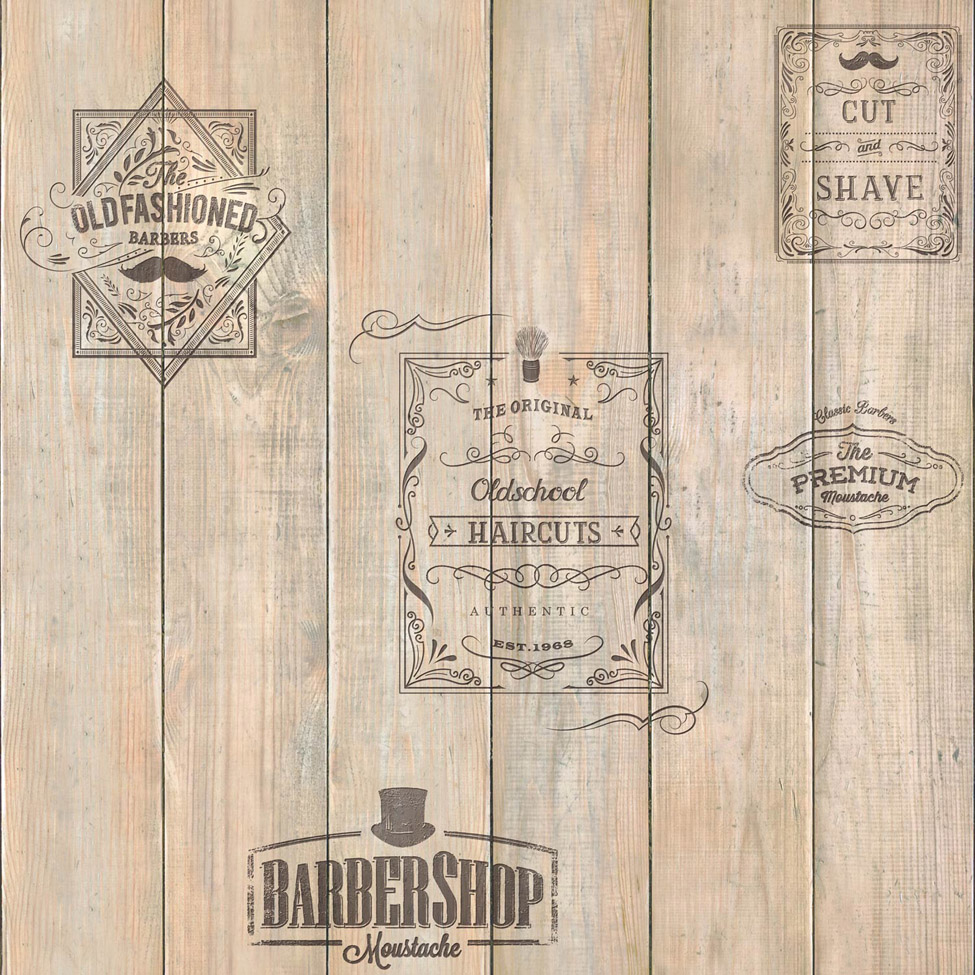 Modern Wallpaper Wooden Barber Shop Muriva 579627 Wp - Empapelados De Barberia - HD Wallpaper 