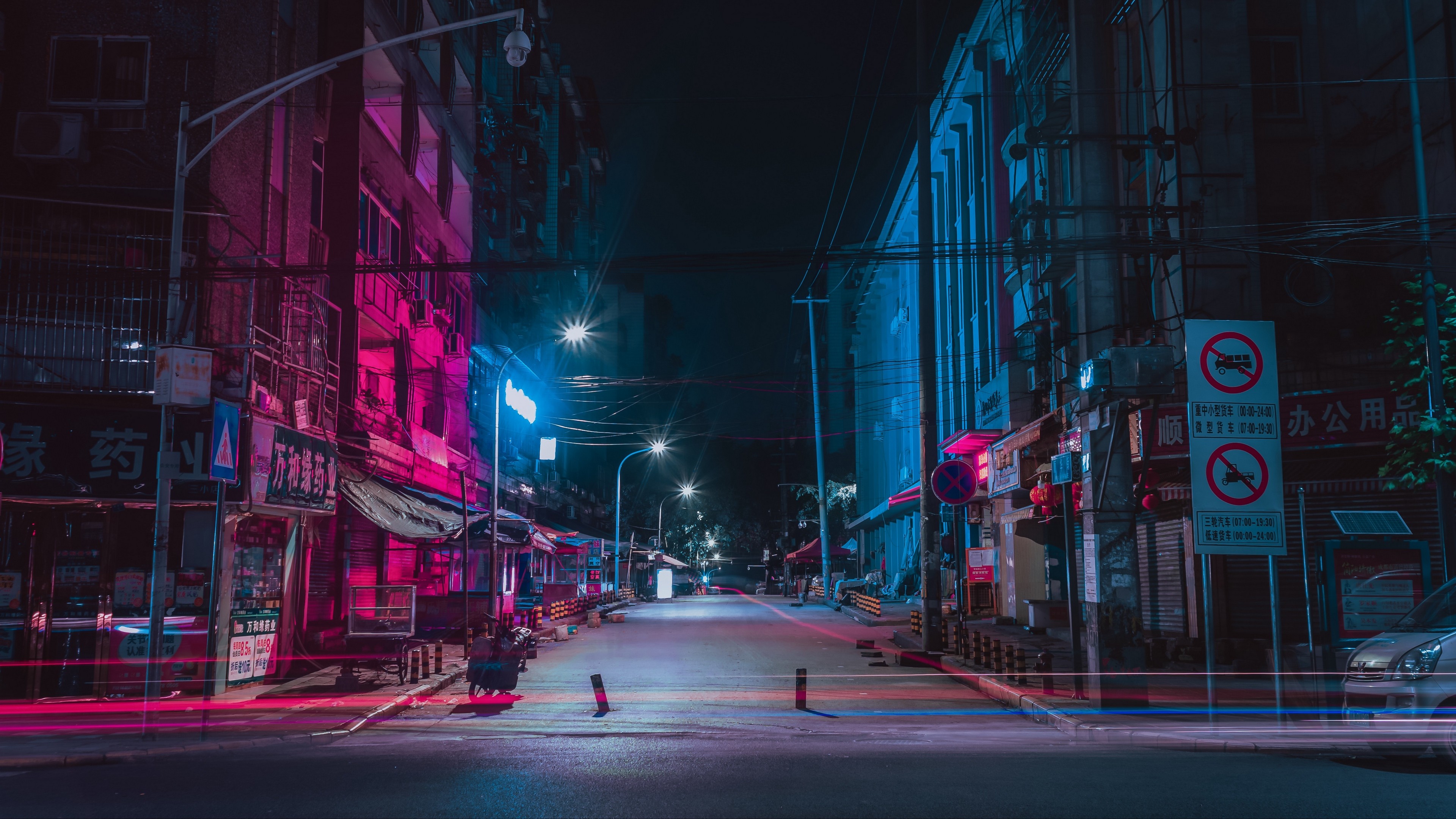 City Street Night Background - HD Wallpaper 
