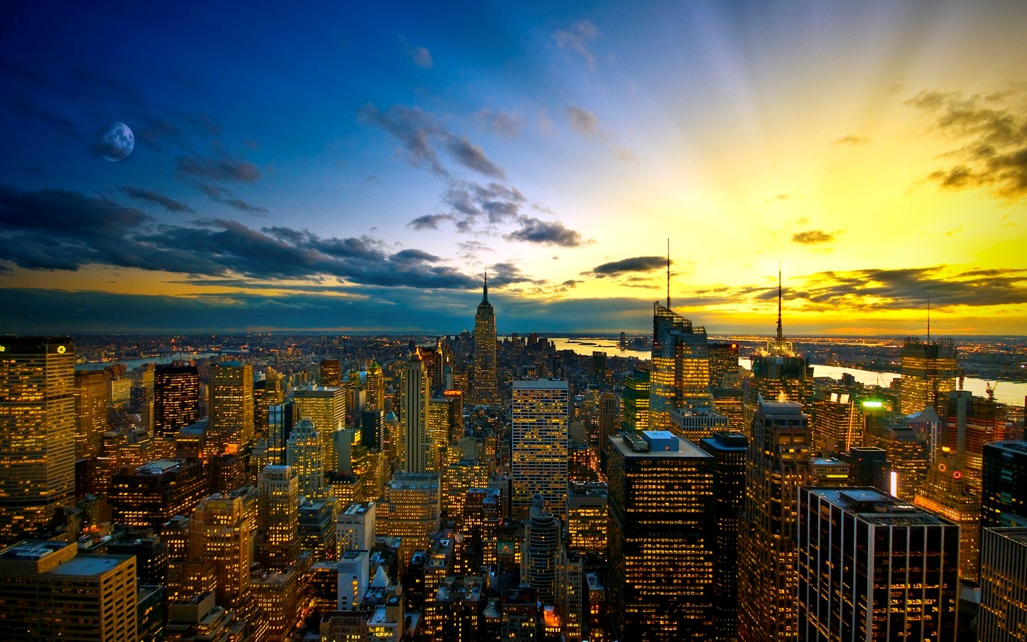 Beautiful New York City Wallpaper At Sunset Time - New York City - HD Wallpaper 