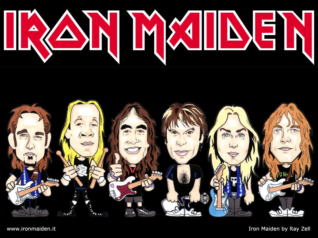 Iron Maiden Wallpaper Animado Papel De Parede - Iron Maiden Members Cartoon  - 1024x768 Wallpaper 