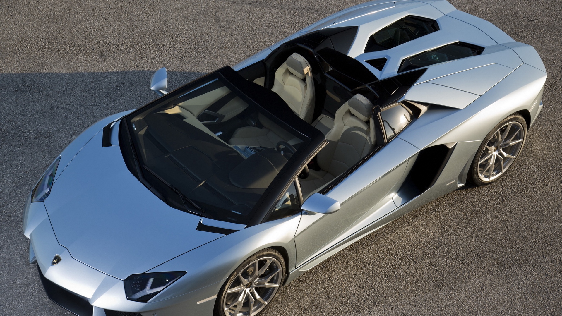 Wallpaper Lamborghini Aventador Gray Top View - HD Wallpaper 