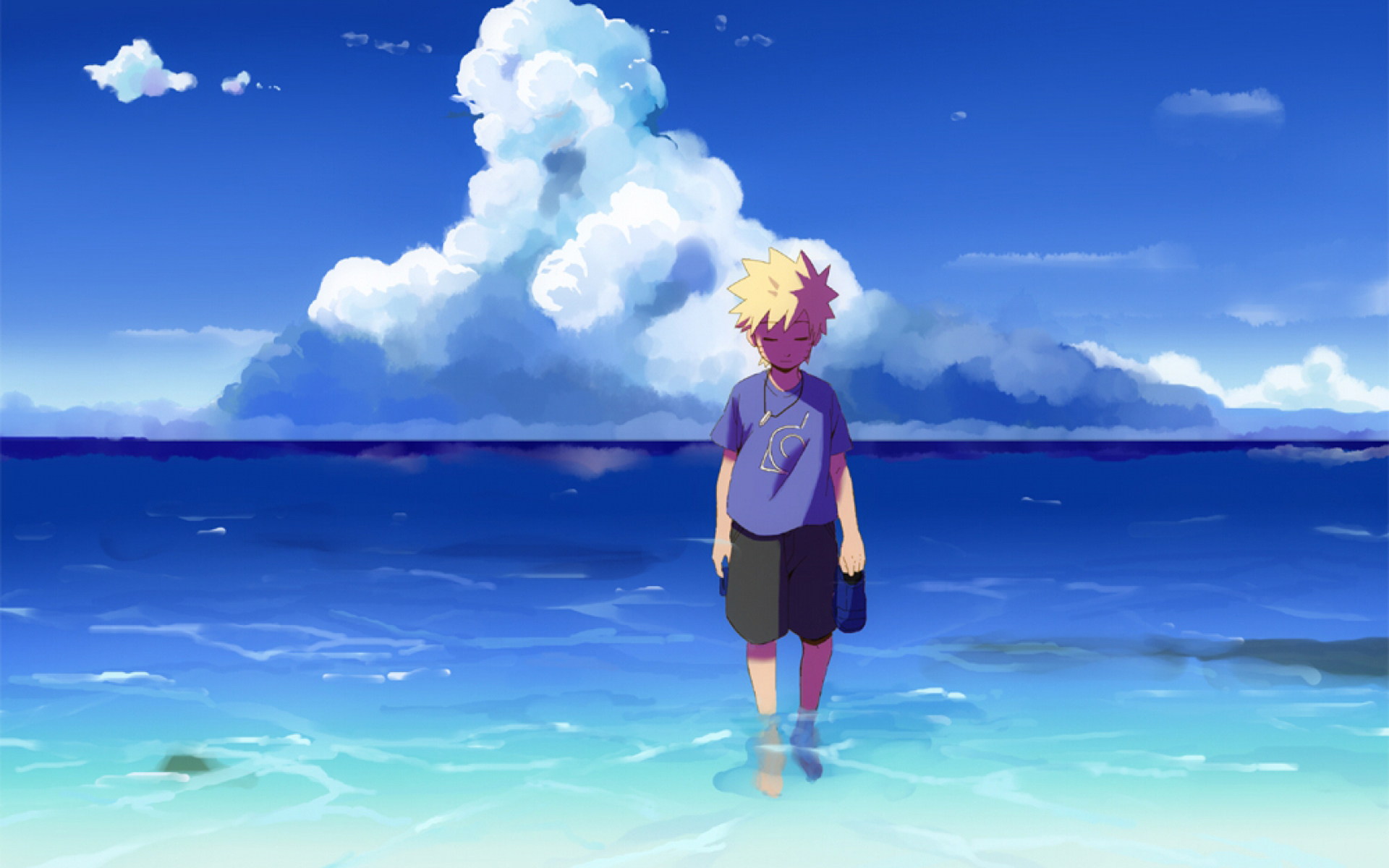 Sad Boy Uzumaki Naruto - Naruto Wallpaper Beach - HD Wallpaper 