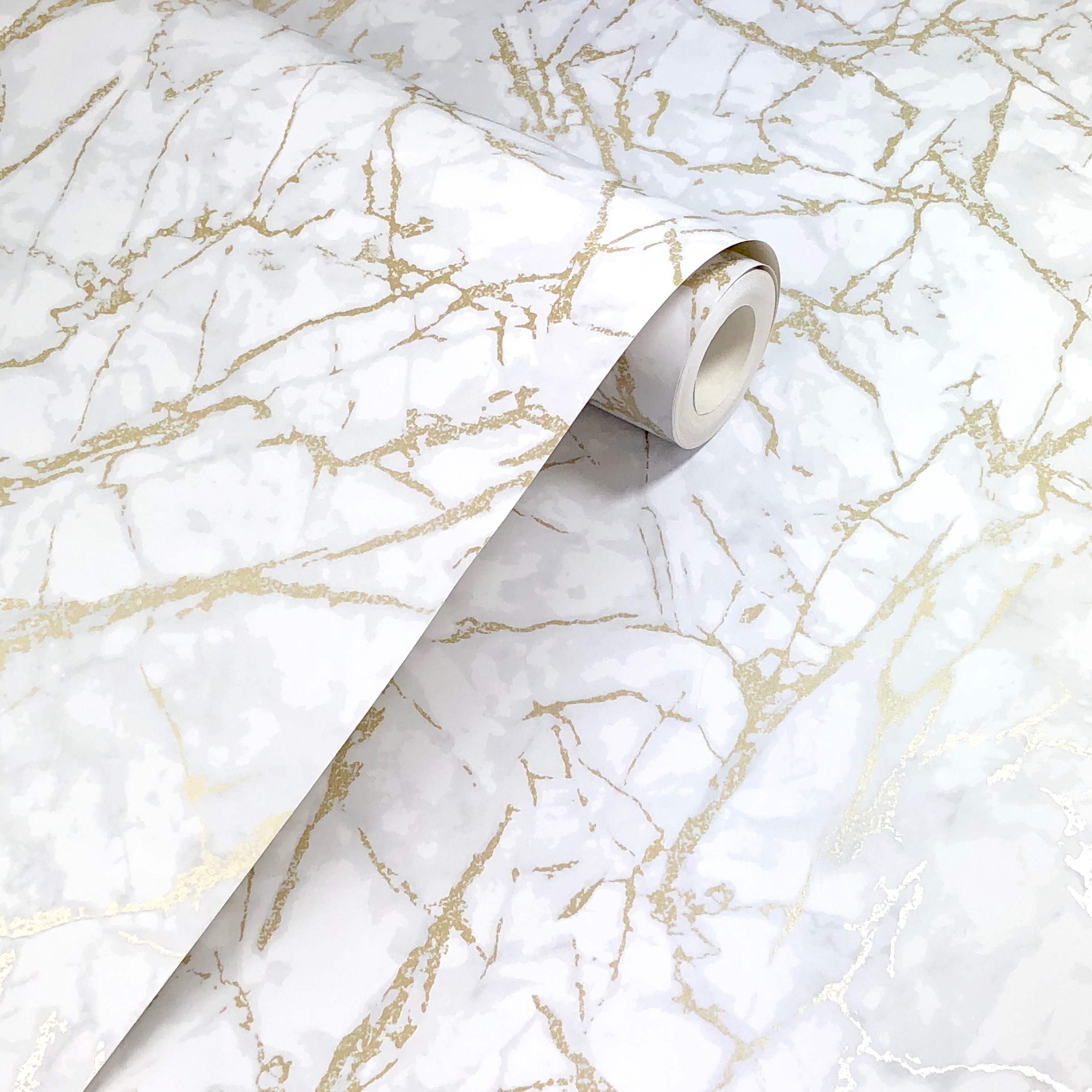 Fine Decor Metallic Marble White/gold Wallpaper - Frost - HD Wallpaper 