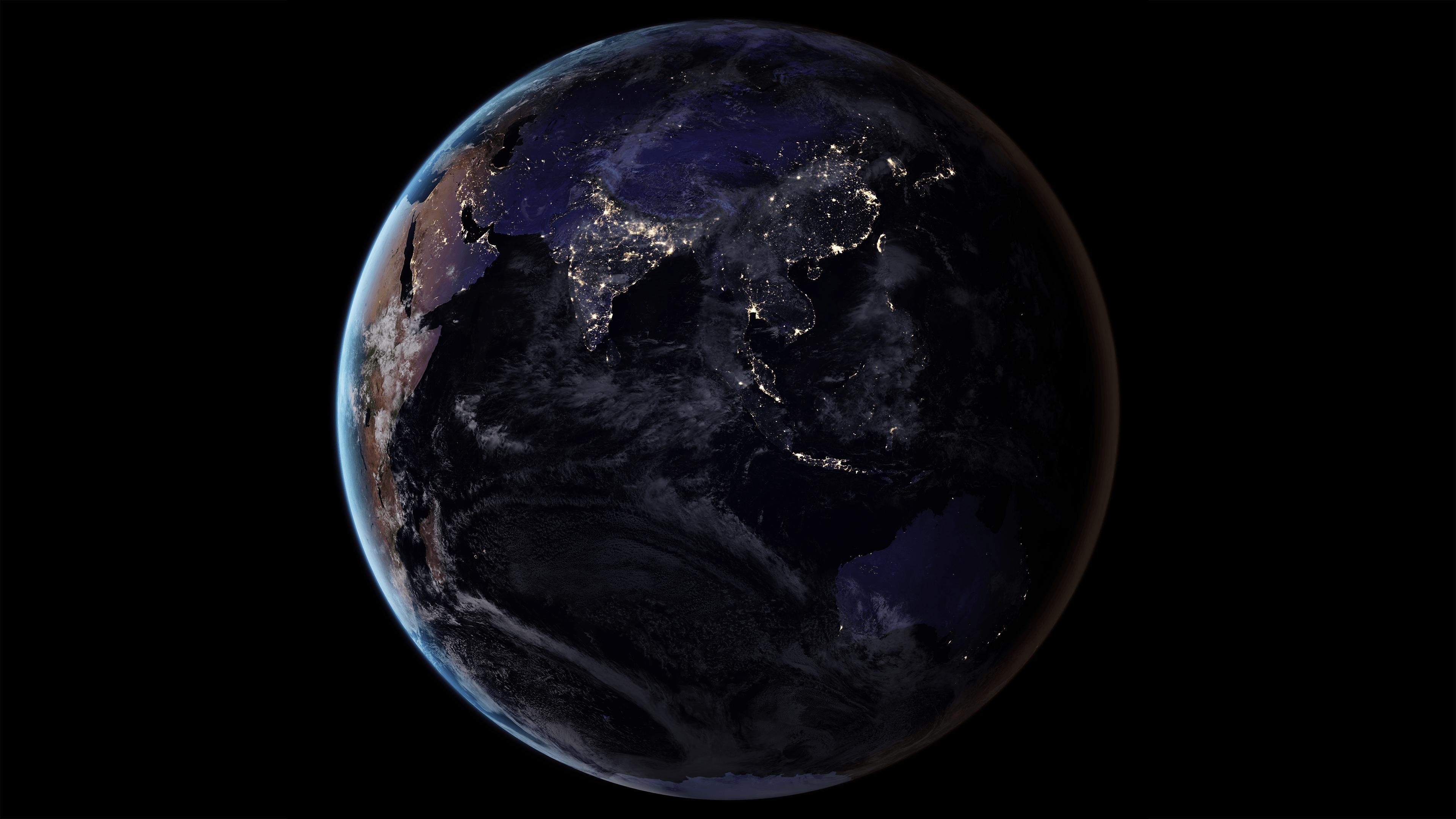 Black Marble Wallpaper - Earth From Space At Night 2019 - HD Wallpaper 