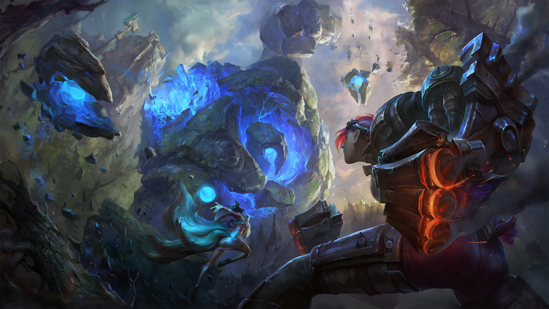 Vi And Ahri Vs Golem League Of Legends Fight 
 Data - League Of Legends Jungle - HD Wallpaper 
