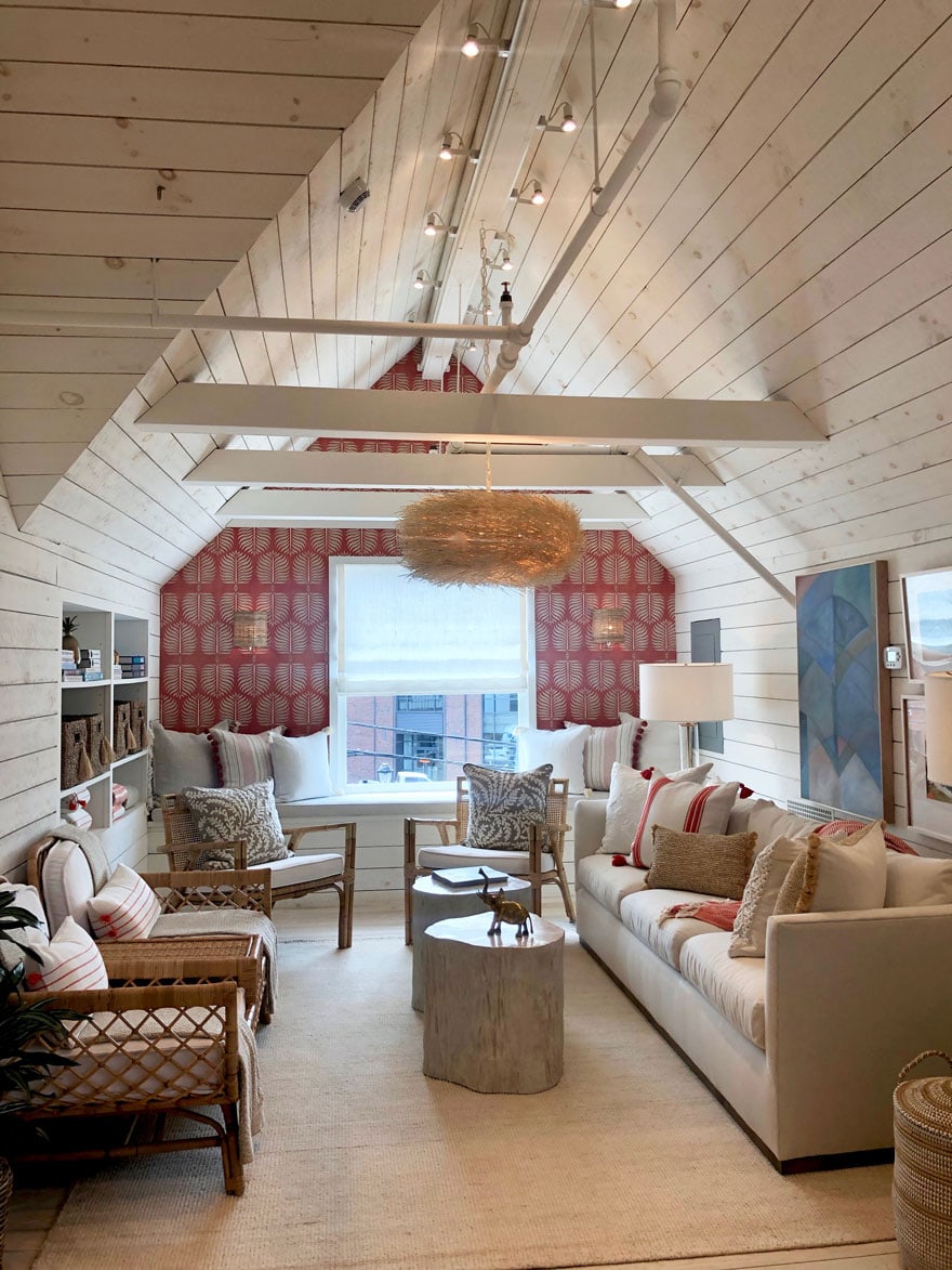 Attic Loft Space Vaulted Walls - Santa Barbara Pendant Serena And Lily - HD Wallpaper 