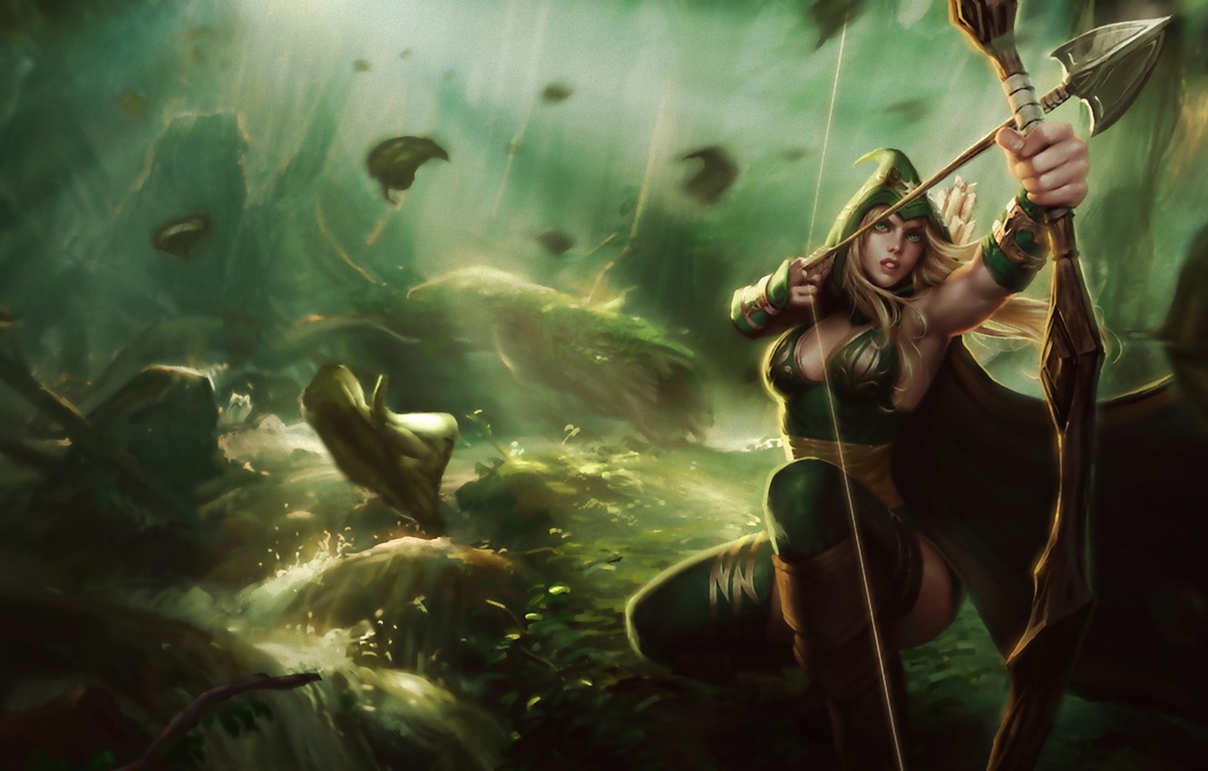 Photo Wallpaper League Of Legends, Ashe, Lol, League - Sherwood Forest Ashe Splash Art - HD Wallpaper 