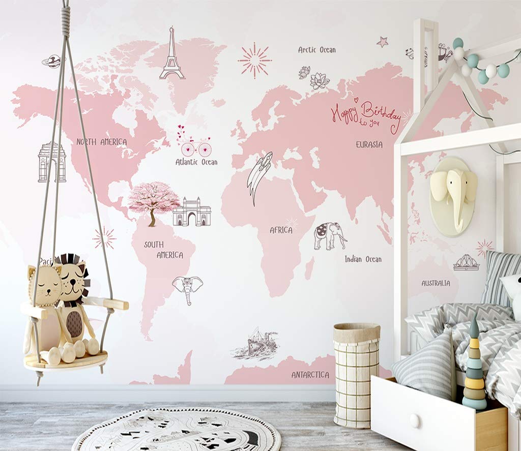 Murale World Map Pink - HD Wallpaper 