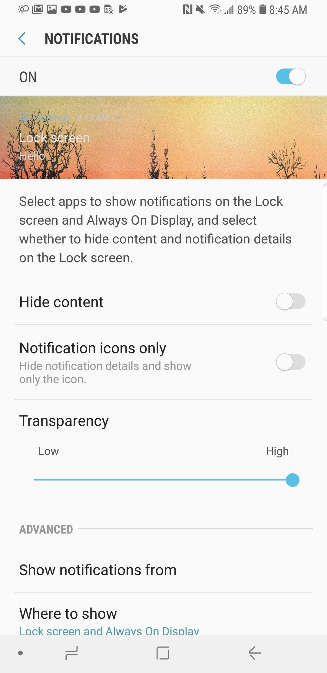 Galaxy S8 Oreo Update - Make Notifications Transparent - HD Wallpaper 