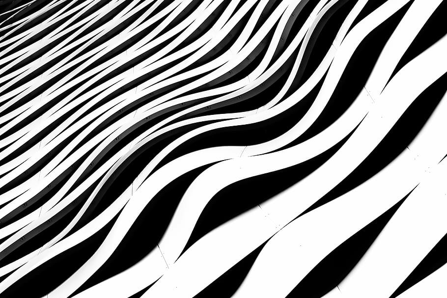 White And Black Wave Graphic Art, Abstract, Black And - Black N White Curve - HD Wallpaper 
