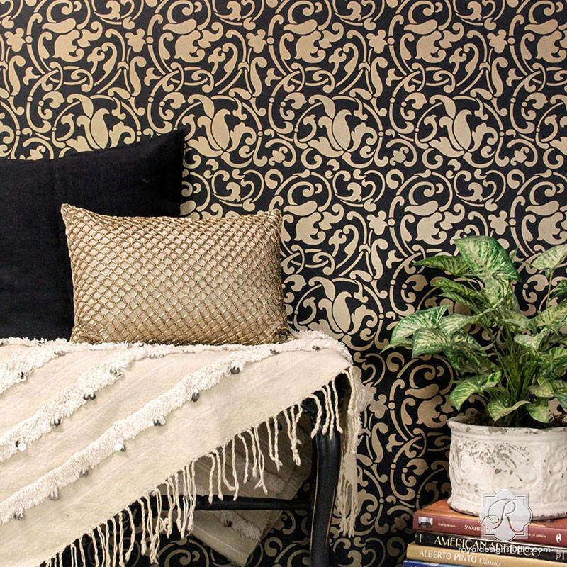 Jameela Vine Moroccan Wall Stencil - HD Wallpaper 