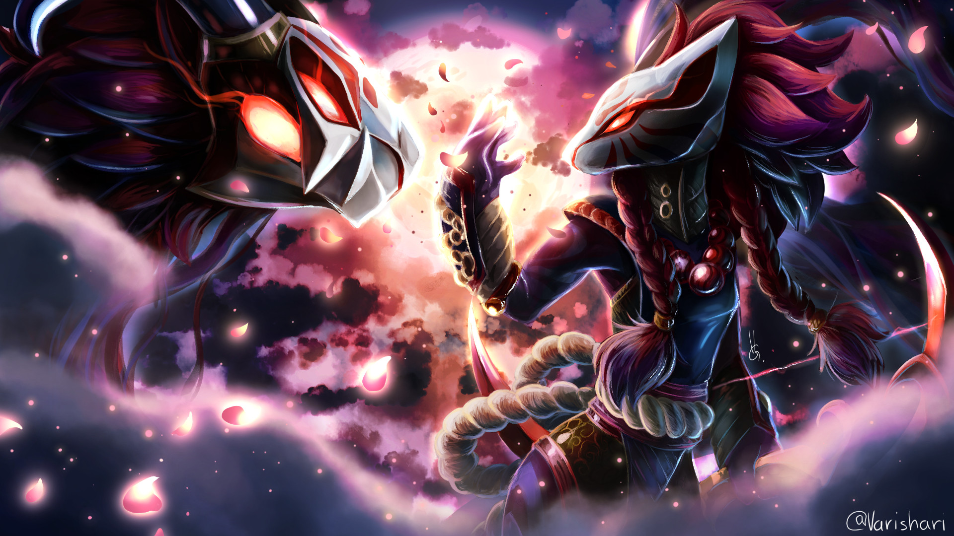 League Of Legends Blood Moon Kindred - HD Wallpaper 