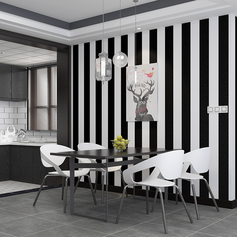 Modern Black White Horizontal Vertical Stripes Wallpaper - Design On Wall Black And White - HD Wallpaper 
