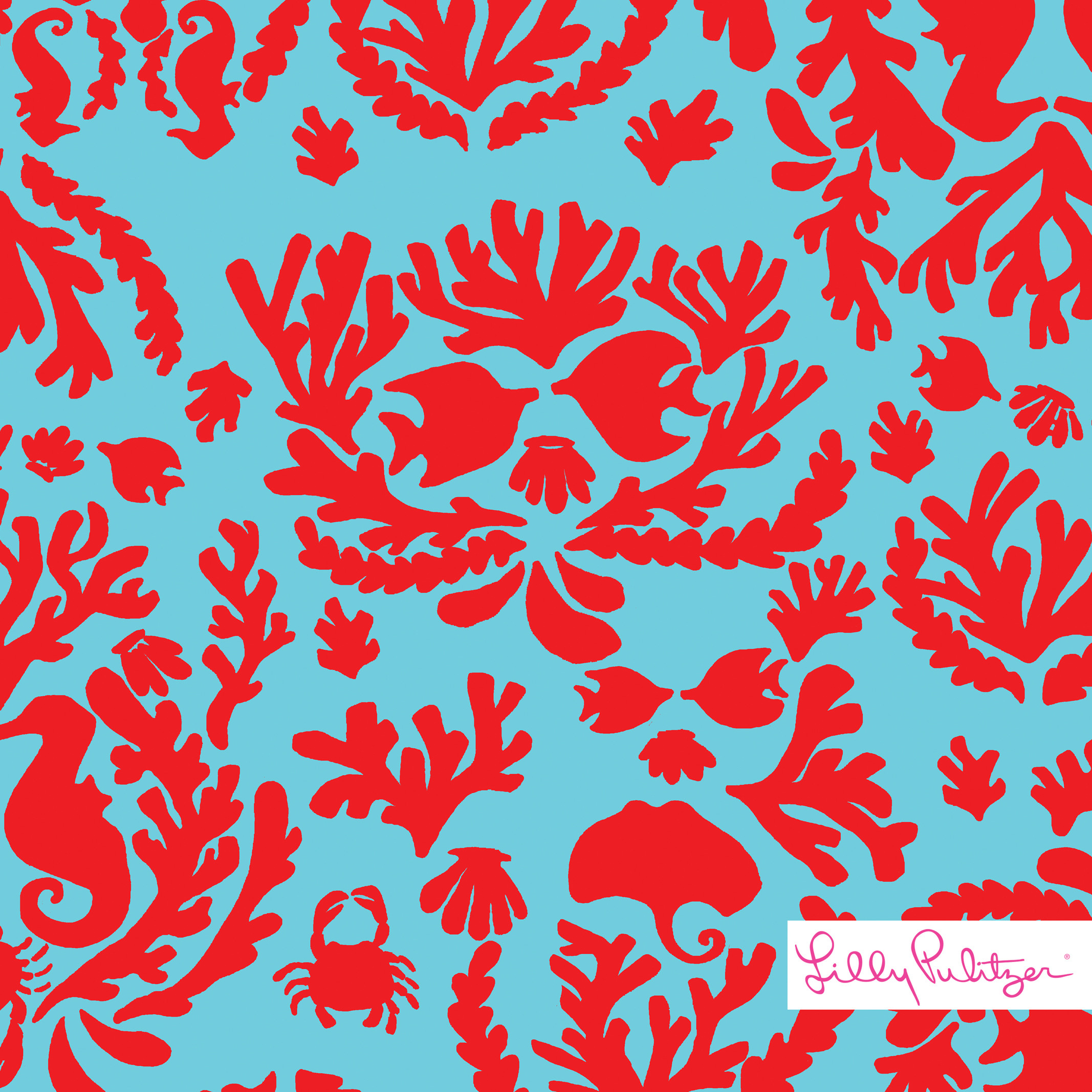 2134x2134, Lilly Pulitzer Dont Be Shellfish Print Wallpaper - Lilly Pulitzer Wallpaper Red - HD Wallpaper 