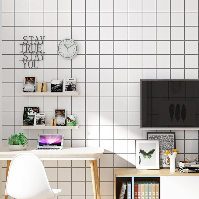 Korean Style Environment Friendly Non Woven Wallpaper - Grid Wallpaper Bedroom - HD Wallpaper 