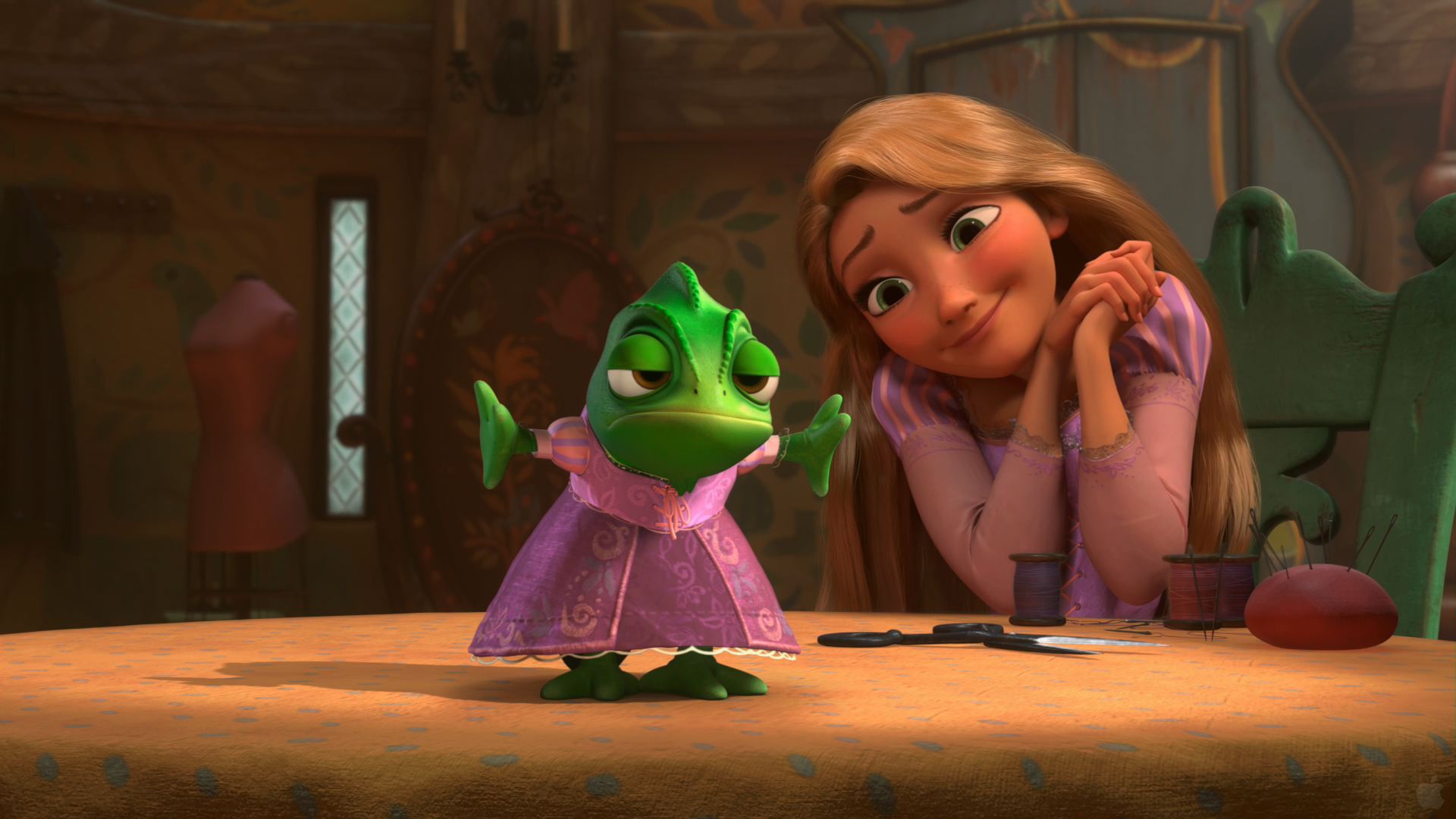 Free Download Disney Tangled Wallpaper - Tangled Pascal And Rapunzel - HD Wallpaper 