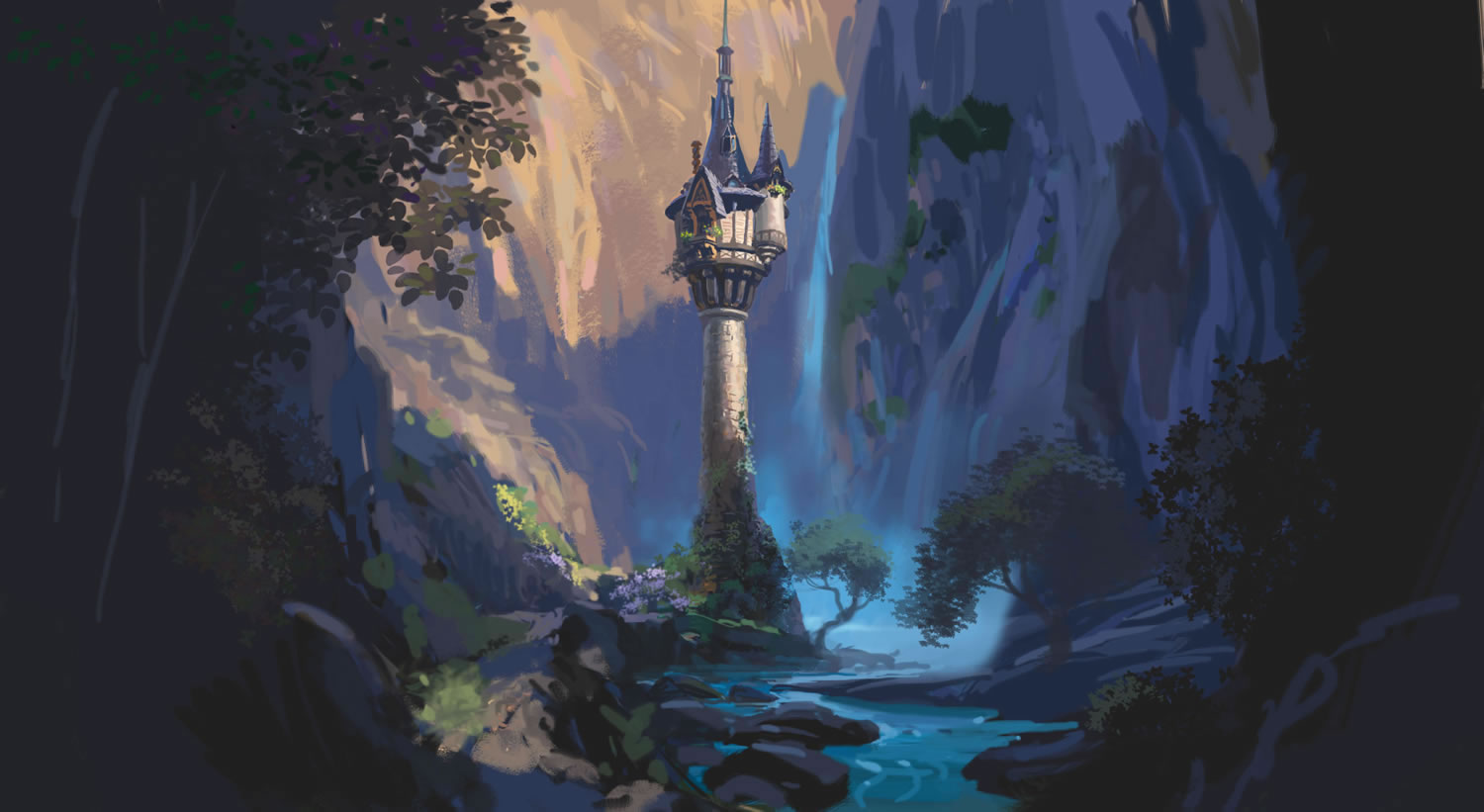 Rapunzel S Tower Concept Art From Disney S Animated - Rapunzel Tower Concept Art - HD Wallpaper 