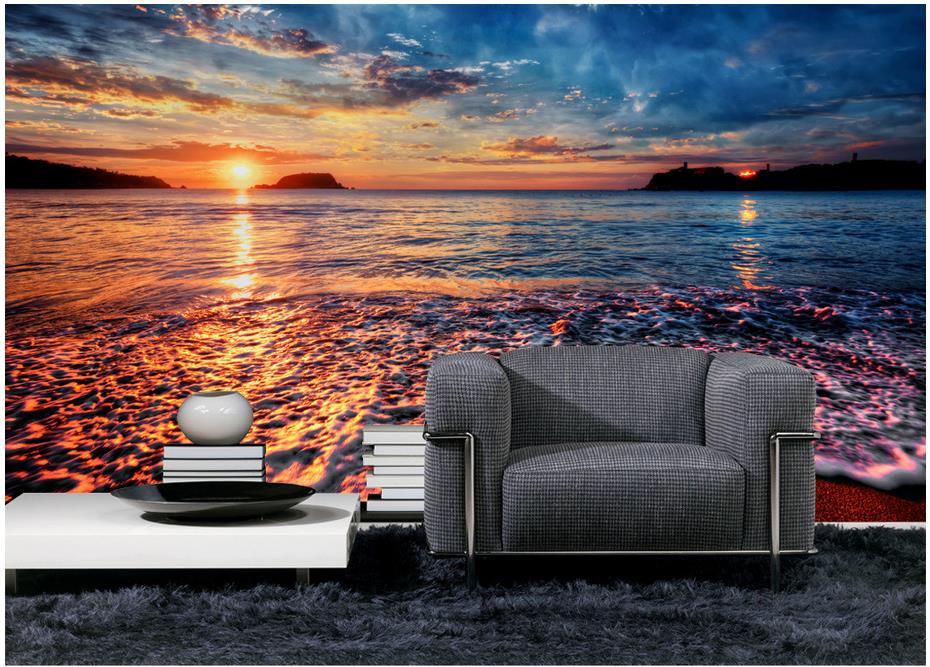 Sunset Beach Wall Mural - HD Wallpaper 
