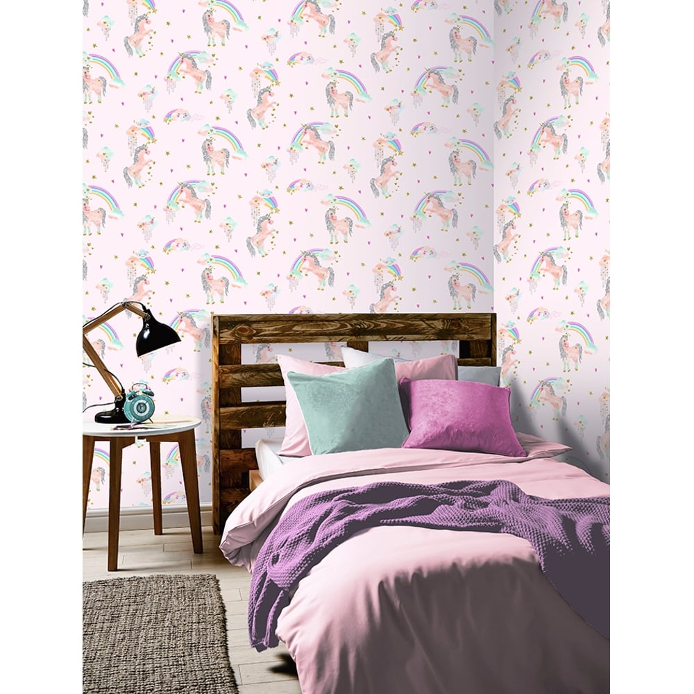Childrens Wallpaper Kids Wallpaper I Want Wallpaper - Feature Wall Girls Bedroom - HD Wallpaper 