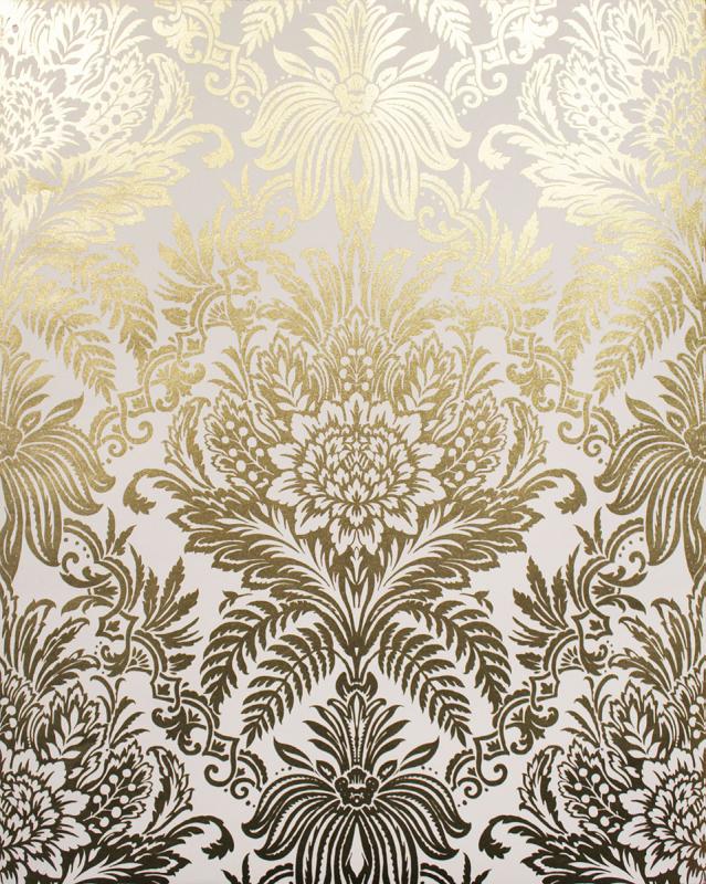 Bernadette Gold Damask Wwhm1395 Brewster Wallpaper - Damask Wallpaper Floral Damask Gold Silver Brown - HD Wallpaper 