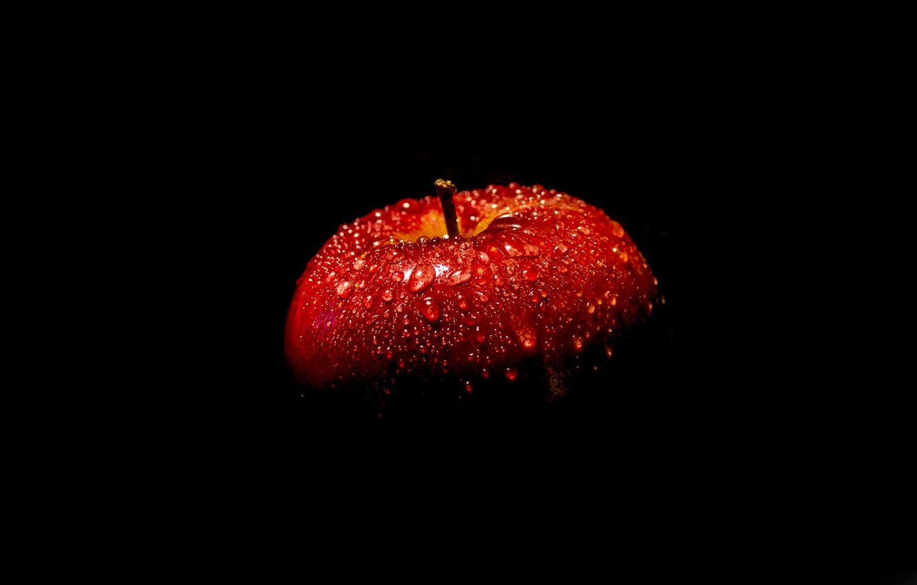 Photo Wallpaper Red, Apple, Black Background - HD Wallpaper 