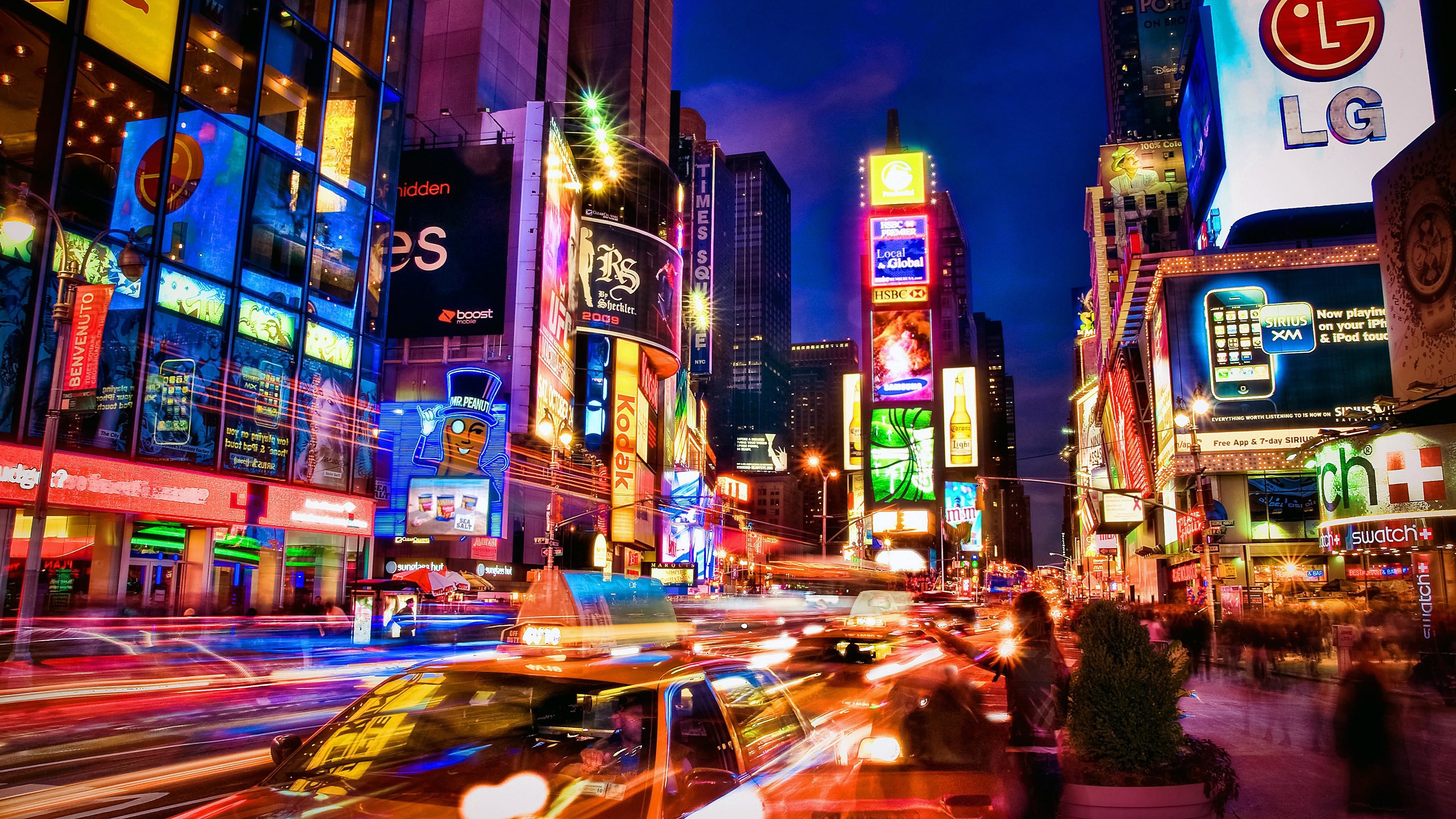 3840x2160, Times Square At Night Wallpaper - New York Broadway - HD Wallpaper 