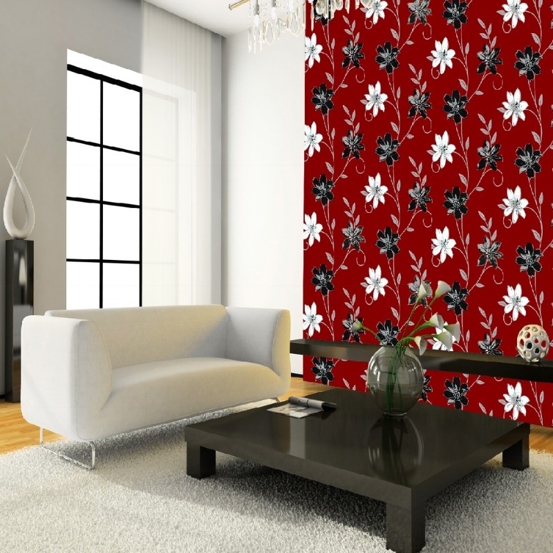 Floral Wallpaper Designs Living Room - HD Wallpaper 