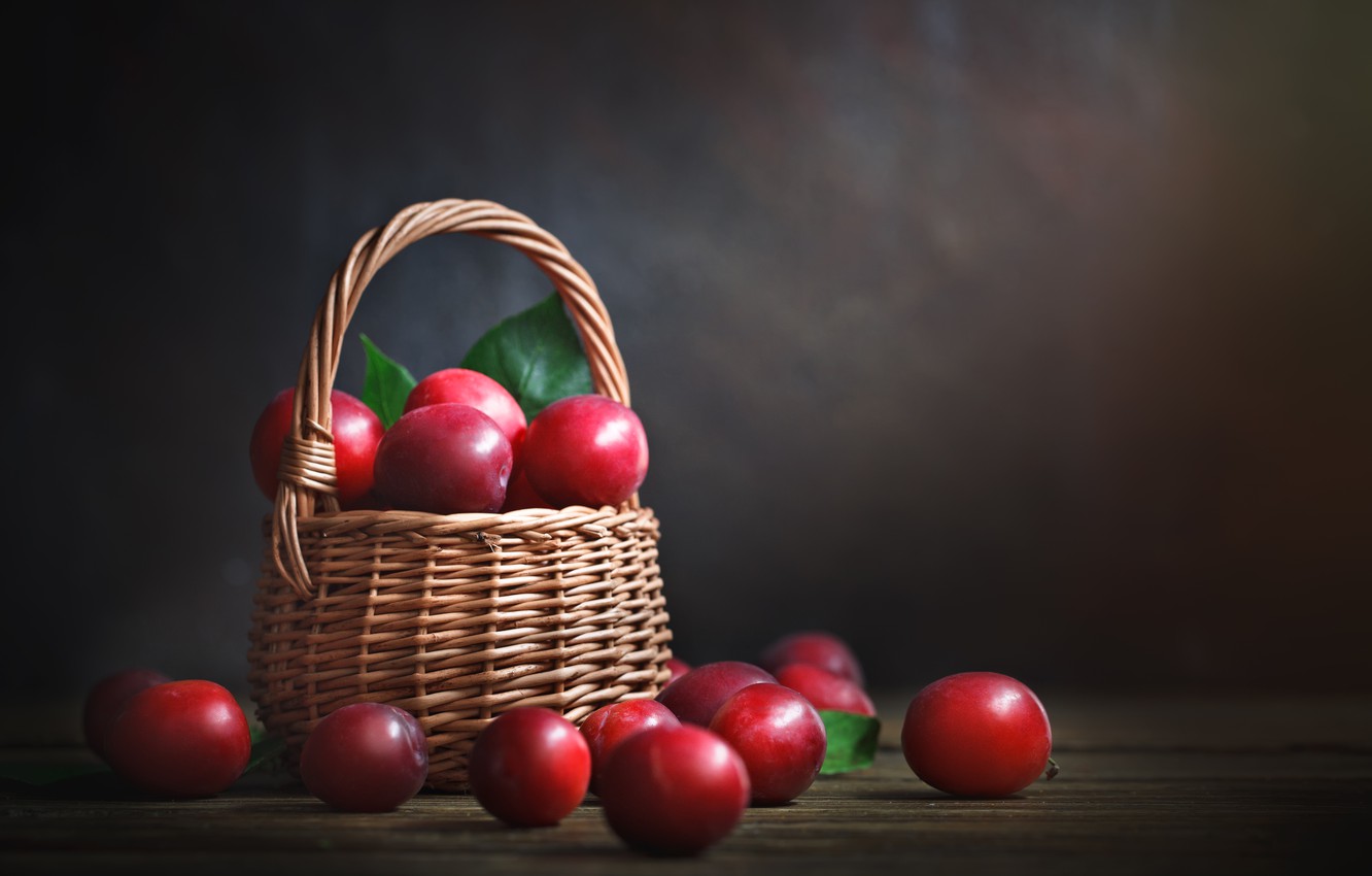 Photo Wallpaper Background, Fruit, Basket, Plum - Fruit Basket