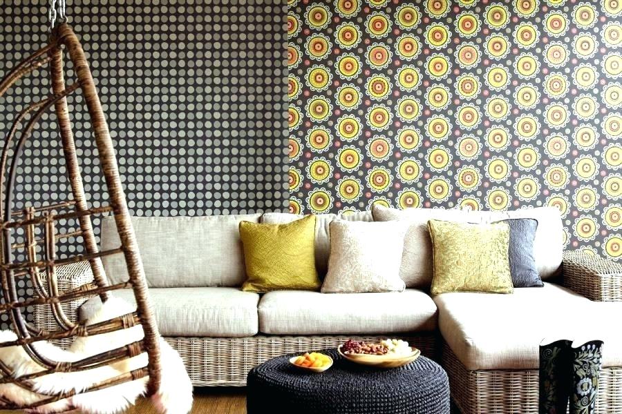 Neutral Wallpaper Designs Bedroom For Living Room - Living Room Ethnic Style - HD Wallpaper 