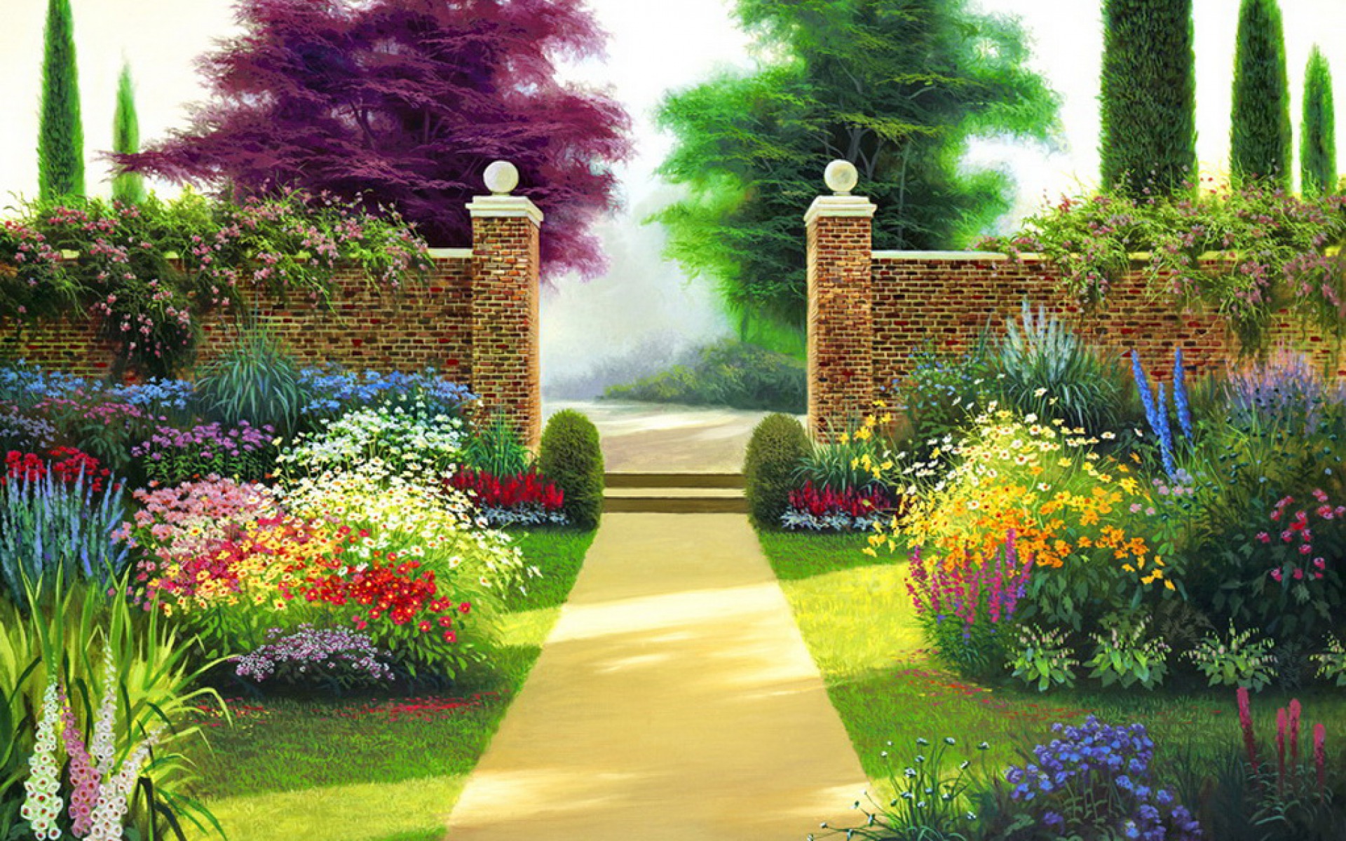 Path To Garden Wallpapers - Fondos De Pantalla Jardines - HD Wallpaper 