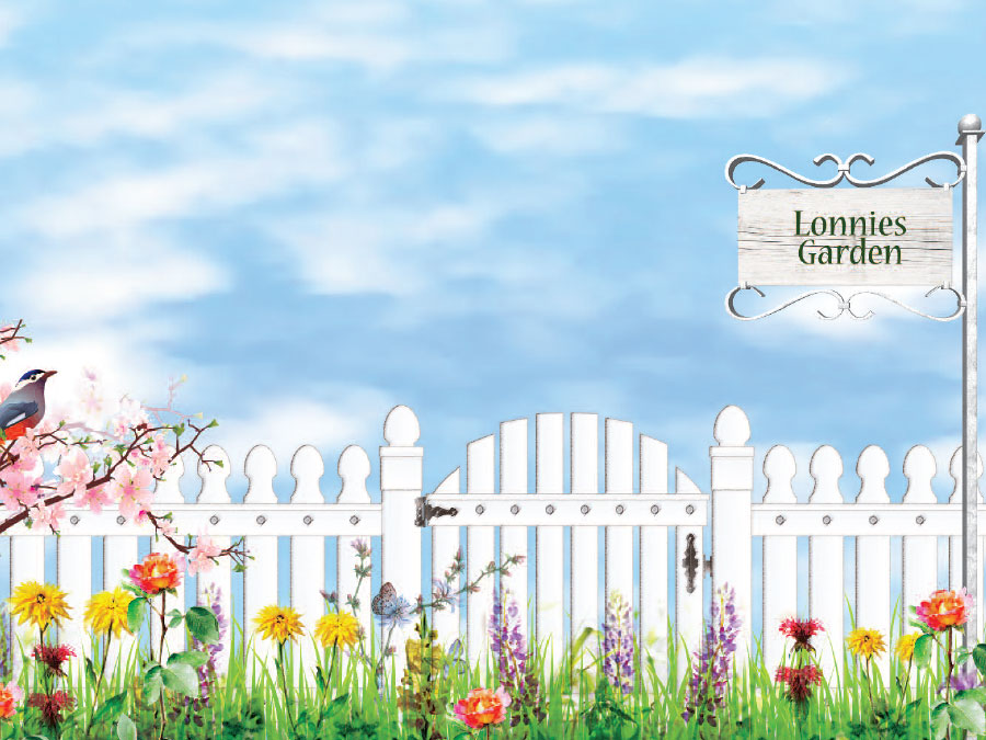 Garden Themed Mural Wallpaper - White Picket Fence Mural - HD Wallpaper 