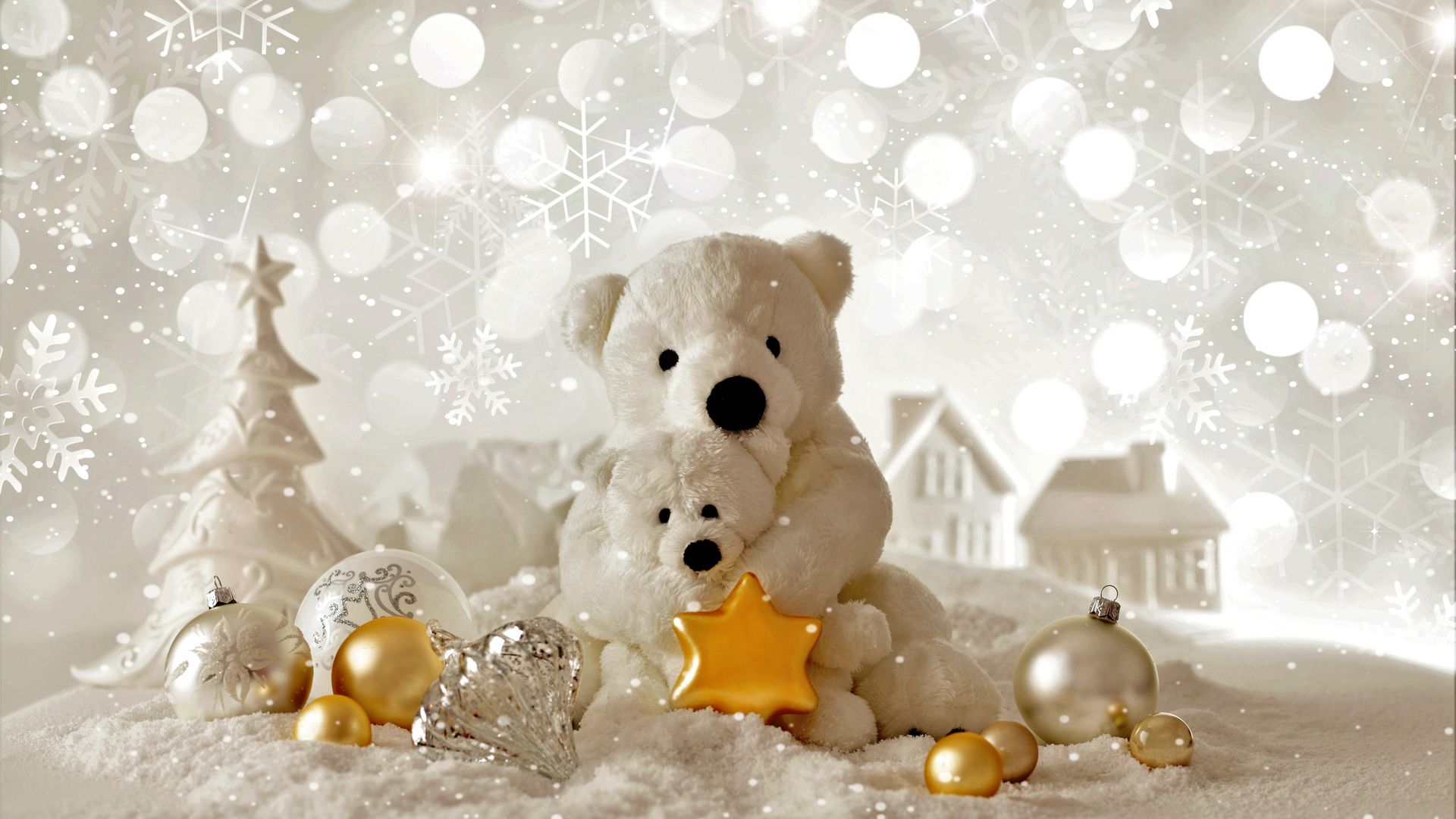 Christmas Teddy Bear Wallpaper - White Teddy Bear Hd - HD Wallpaper 