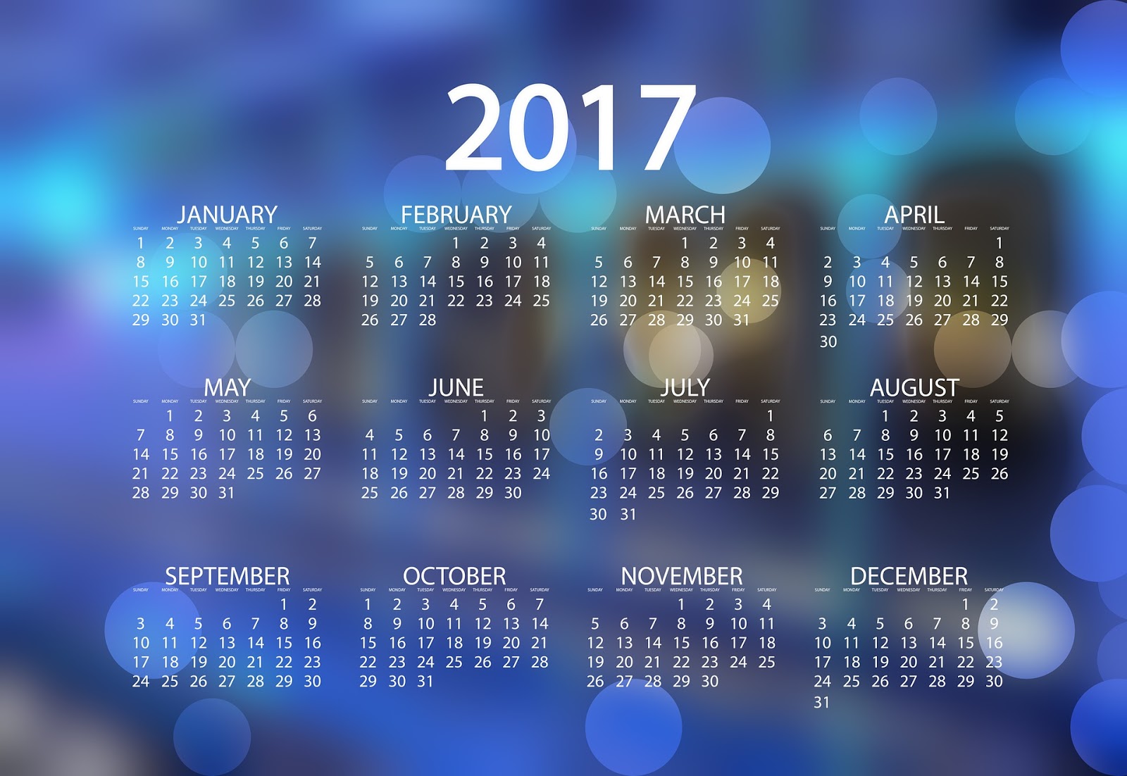 2017 Calendar Background - HD Wallpaper 
