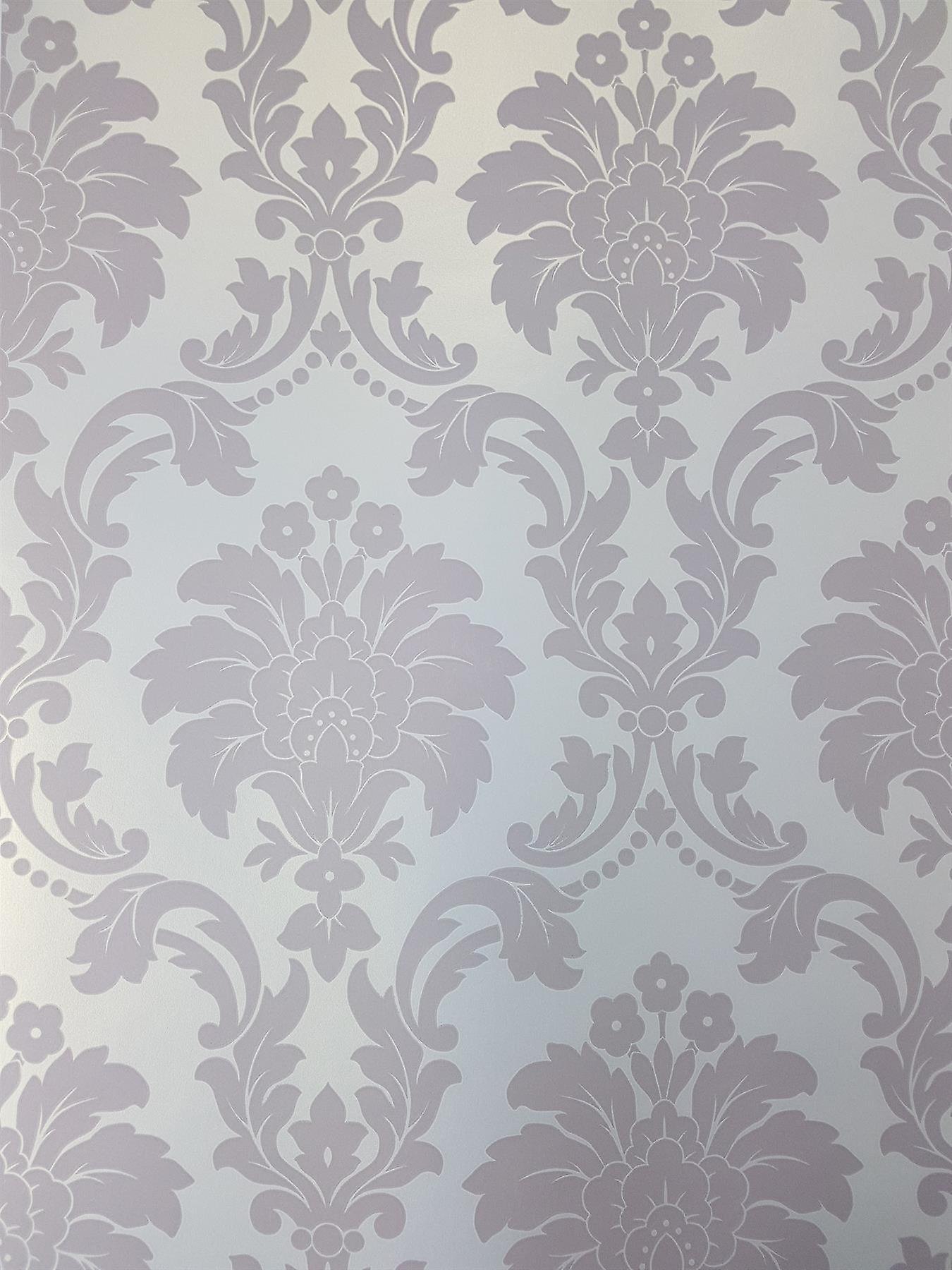 Lilac Damask Wallpaper Pearlescent Floral Ornament - Arthouse Romeo Damask Grey - HD Wallpaper 