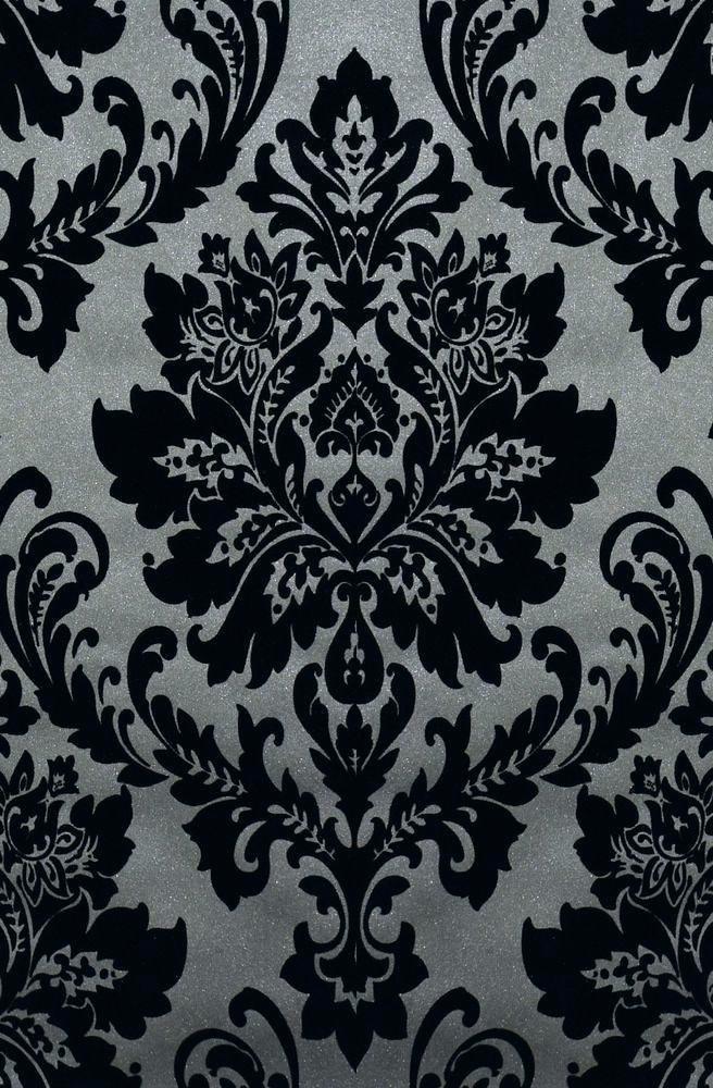 Velvet Damask Wallpaper Grey Gold - Damask Wallpaper Grey - HD Wallpaper 