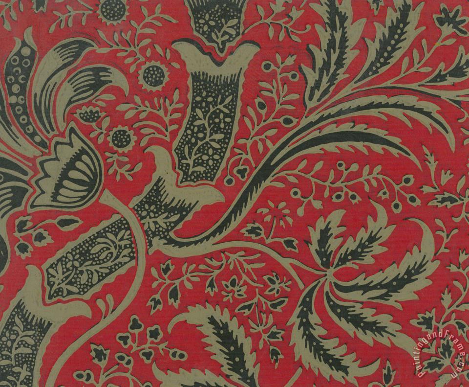 Wallpaper Sample With Bamboo Pattern Painting - William Morris Wallpaper Red - HD Wallpaper 