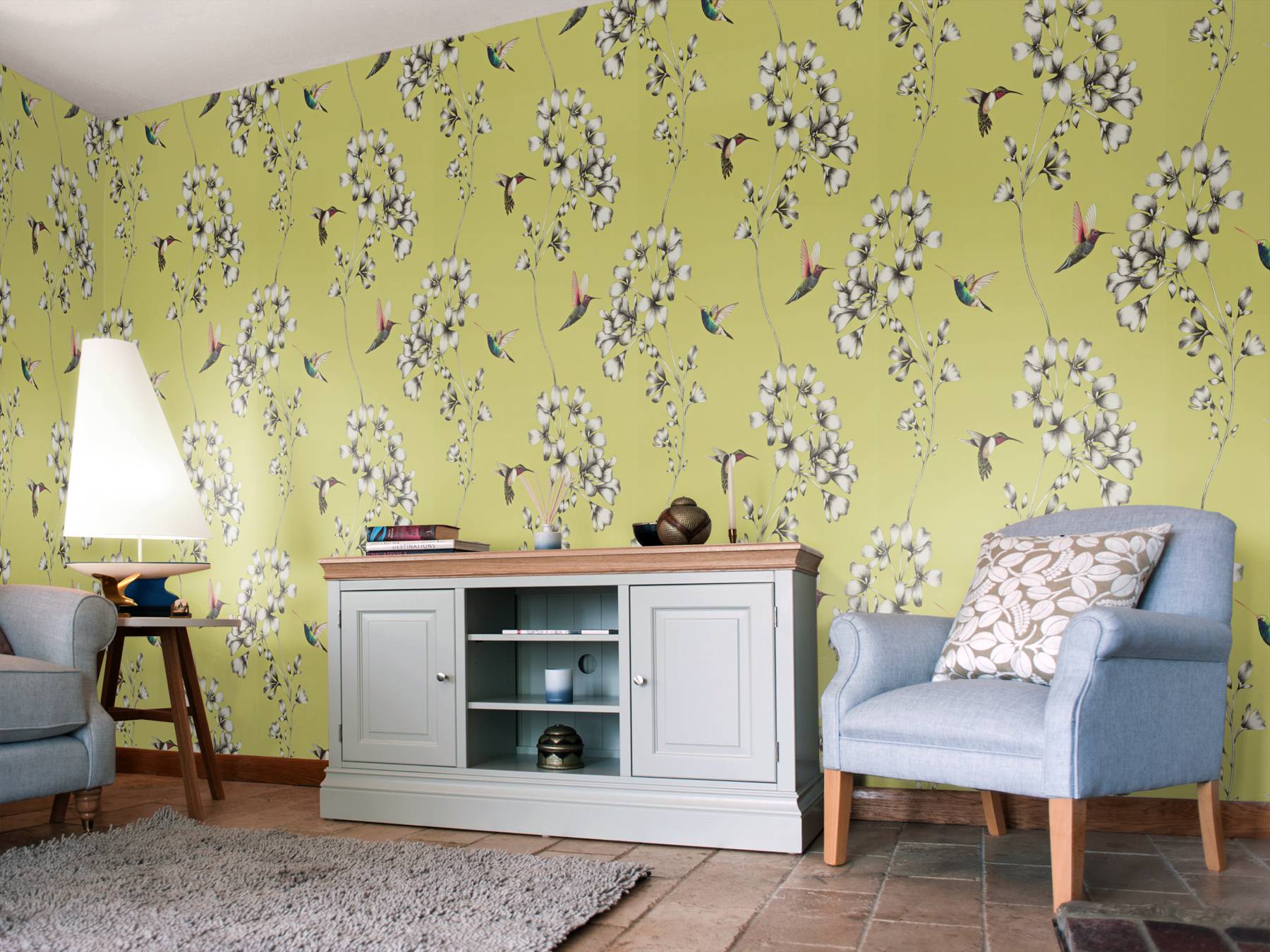 Amazilia Roomset Image - Pure Honeysuckle & Tulip Grey Blue - HD Wallpaper 