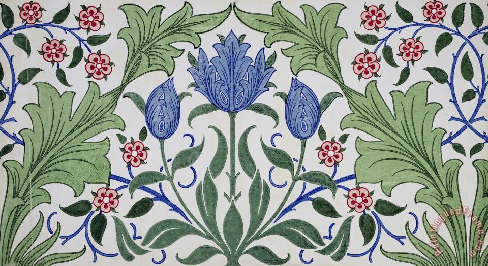 Floral Wallpaper Design With Tulips Painting - William Morris Simple Designs - HD Wallpaper 