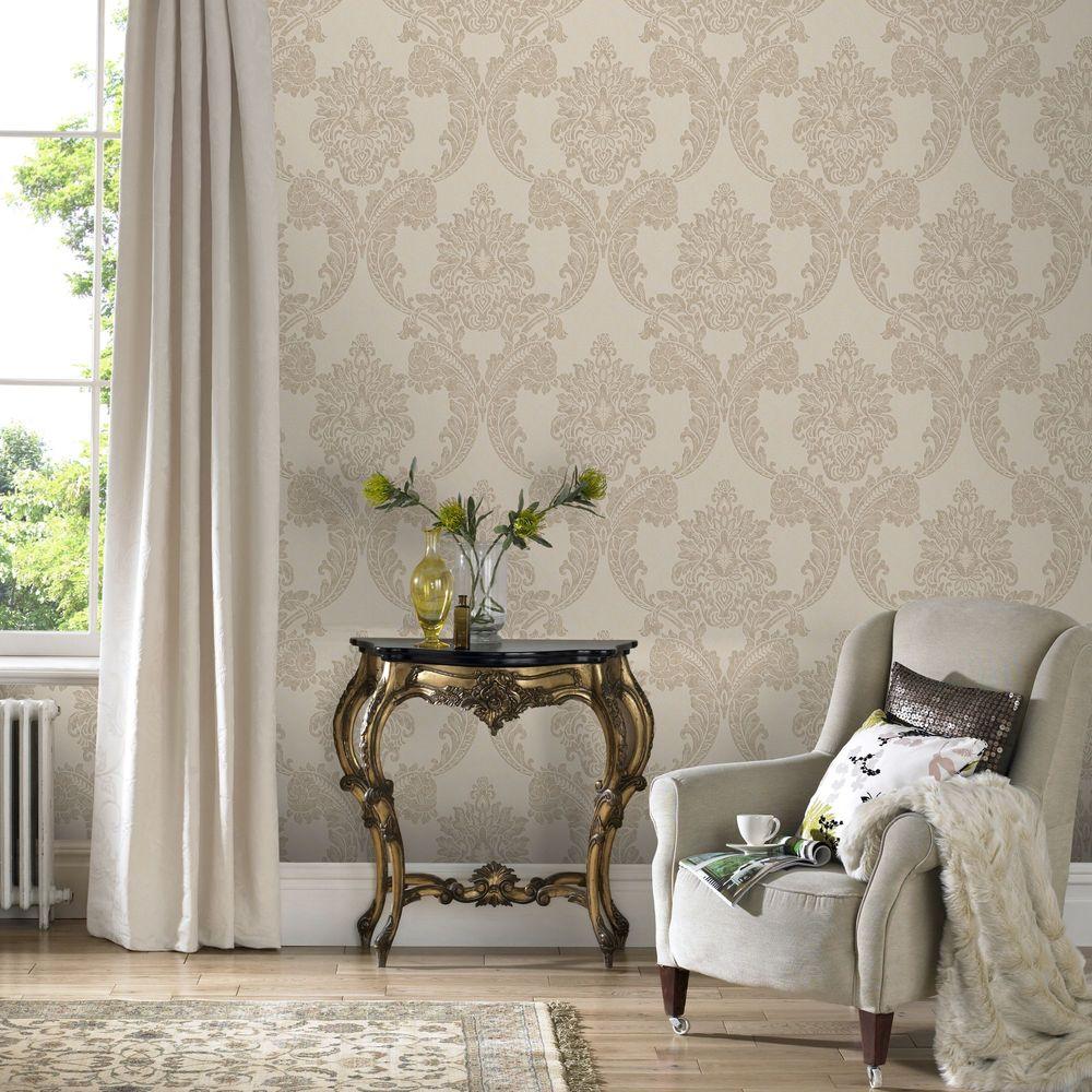 Cream Wallpaper Living Room - HD Wallpaper 