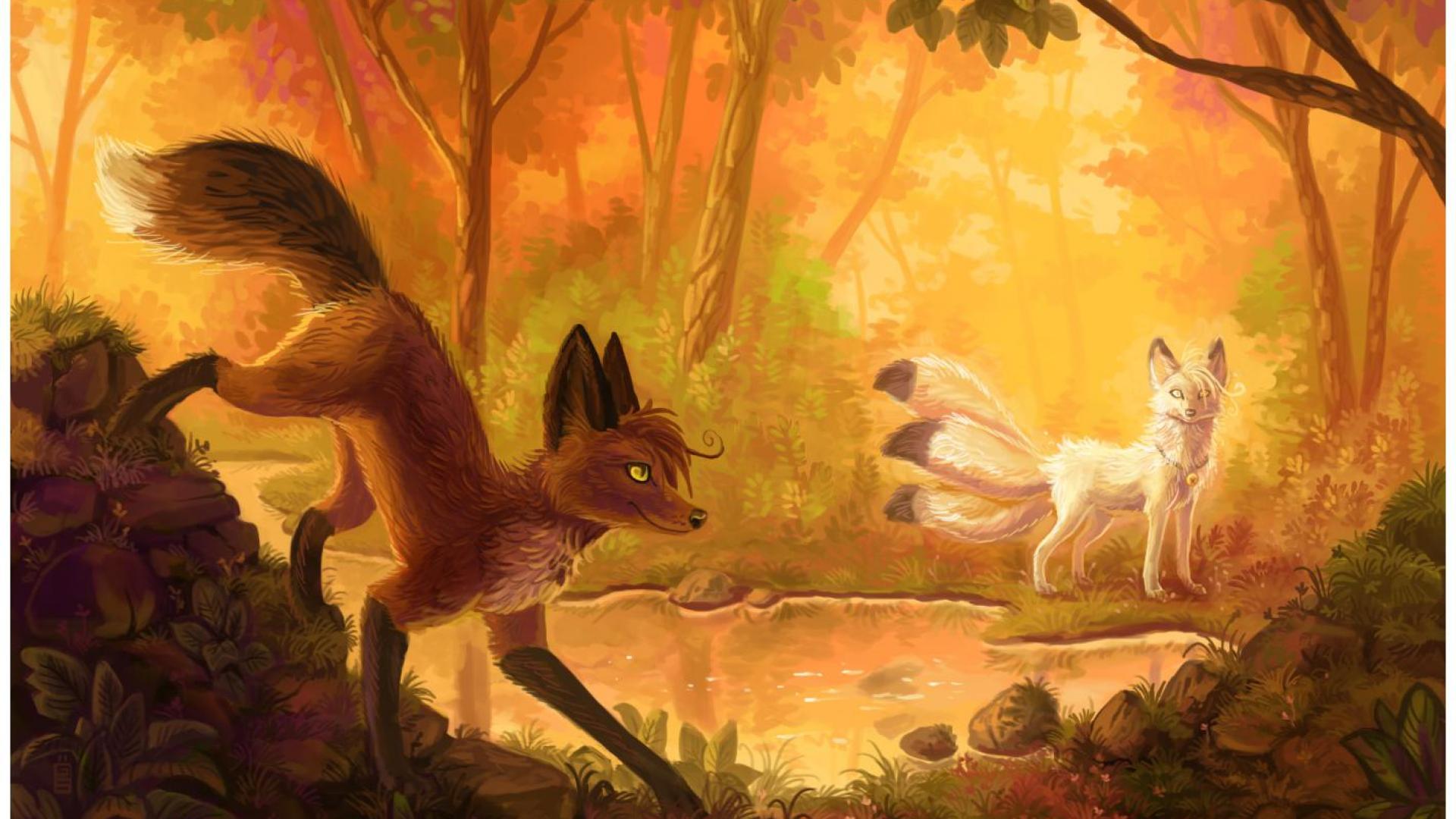 Anime Fox Wallpapers - Mythical Creatures Nature Deer Anime - HD Wallpaper 