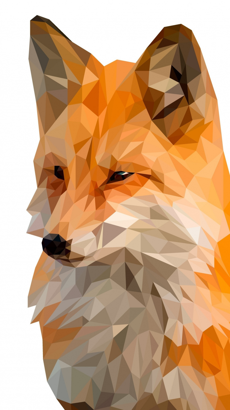 Fox, Muzzle, Digital Art, Low Poly, Wallpaper - Iphone 6 Background Fox - HD Wallpaper 