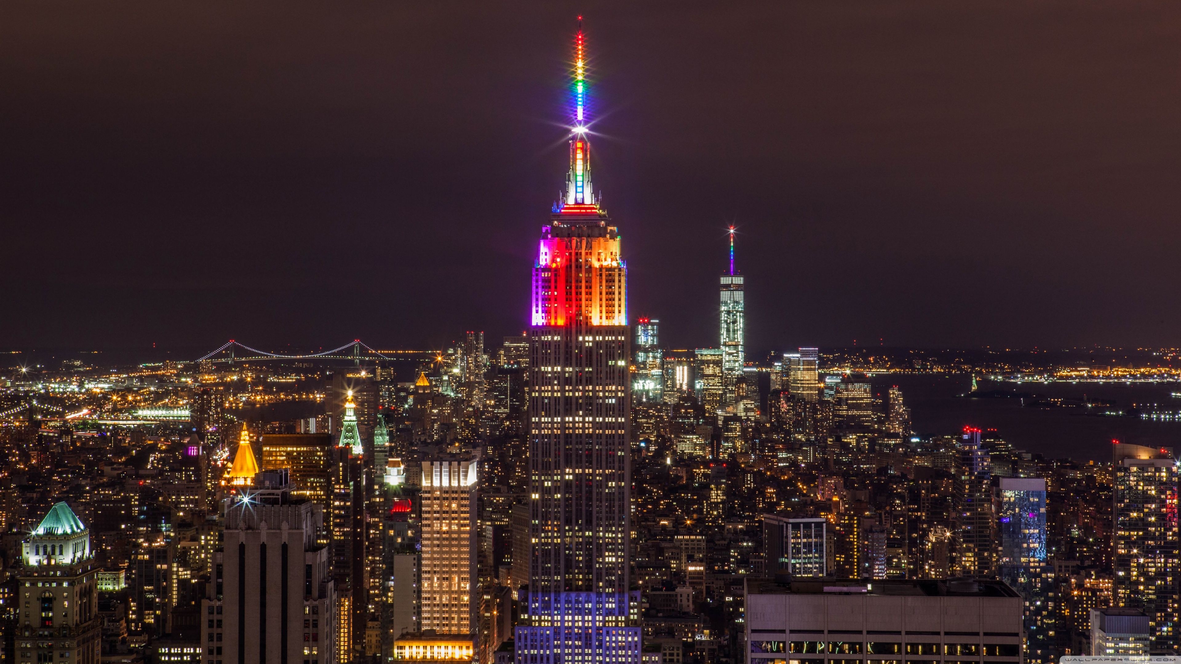 New York City Night Lights ❤ 4k Hd Desktop Wallpapers - New York Skyline Night Hd - HD Wallpaper 