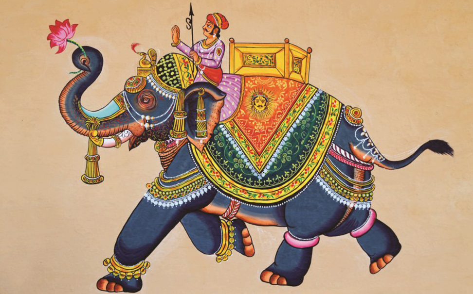 Traditional Indian Painting Of Elephant With Jockey - Indian Traditional - HD Wallpaper 